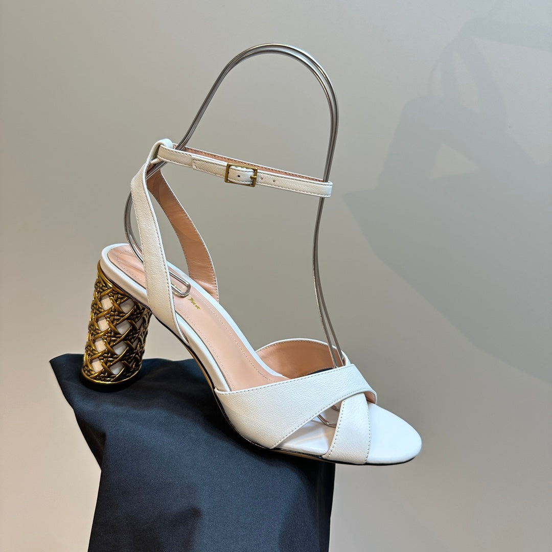DIOR Icon Heeled Sandal 95mm White Calfskin