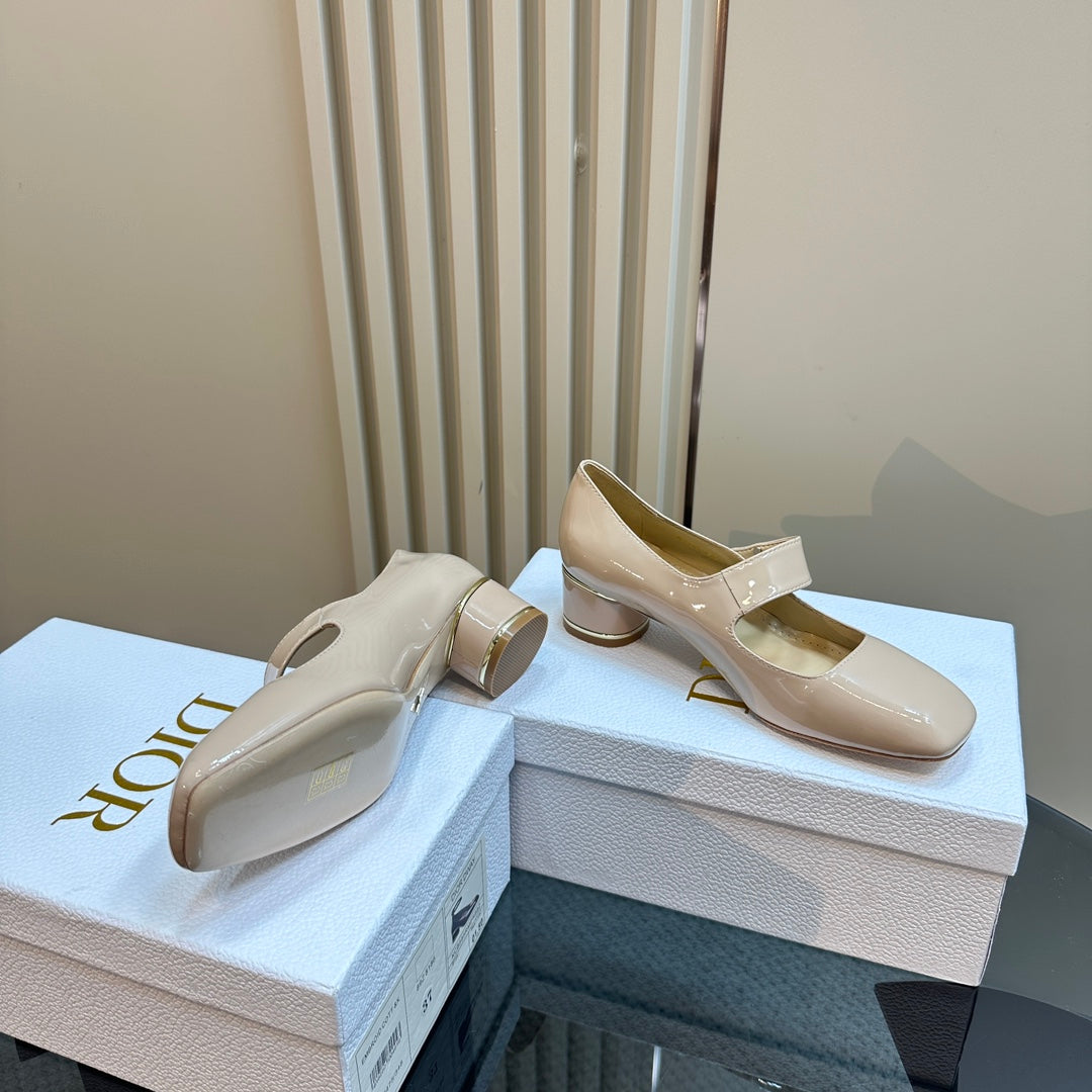 DIOR Miss DIOR Pump 40mm Glossy Beige Cowhide