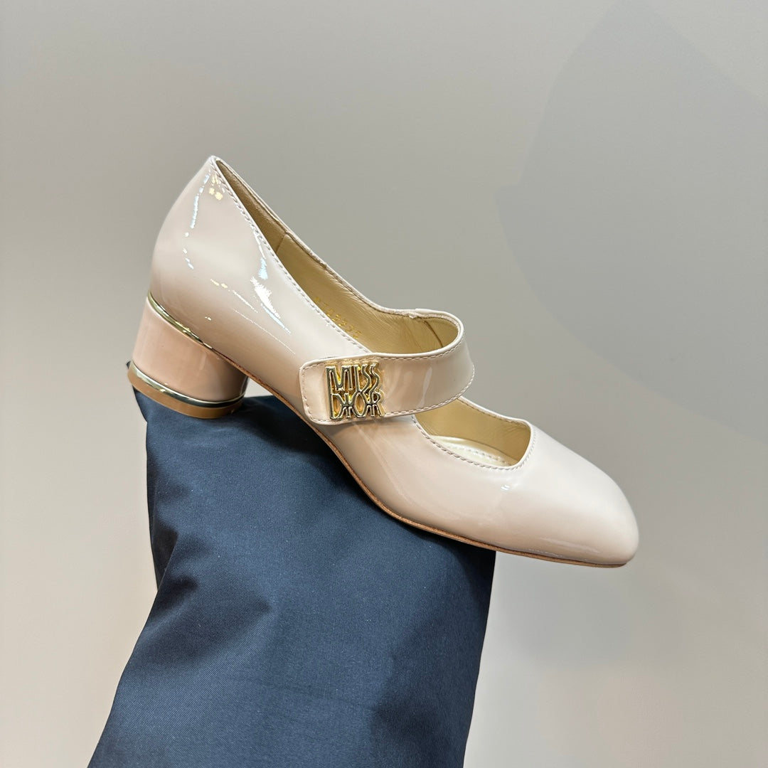 DIOR Miss DIOR Pump 40mm Glossy Beige Cowhide
