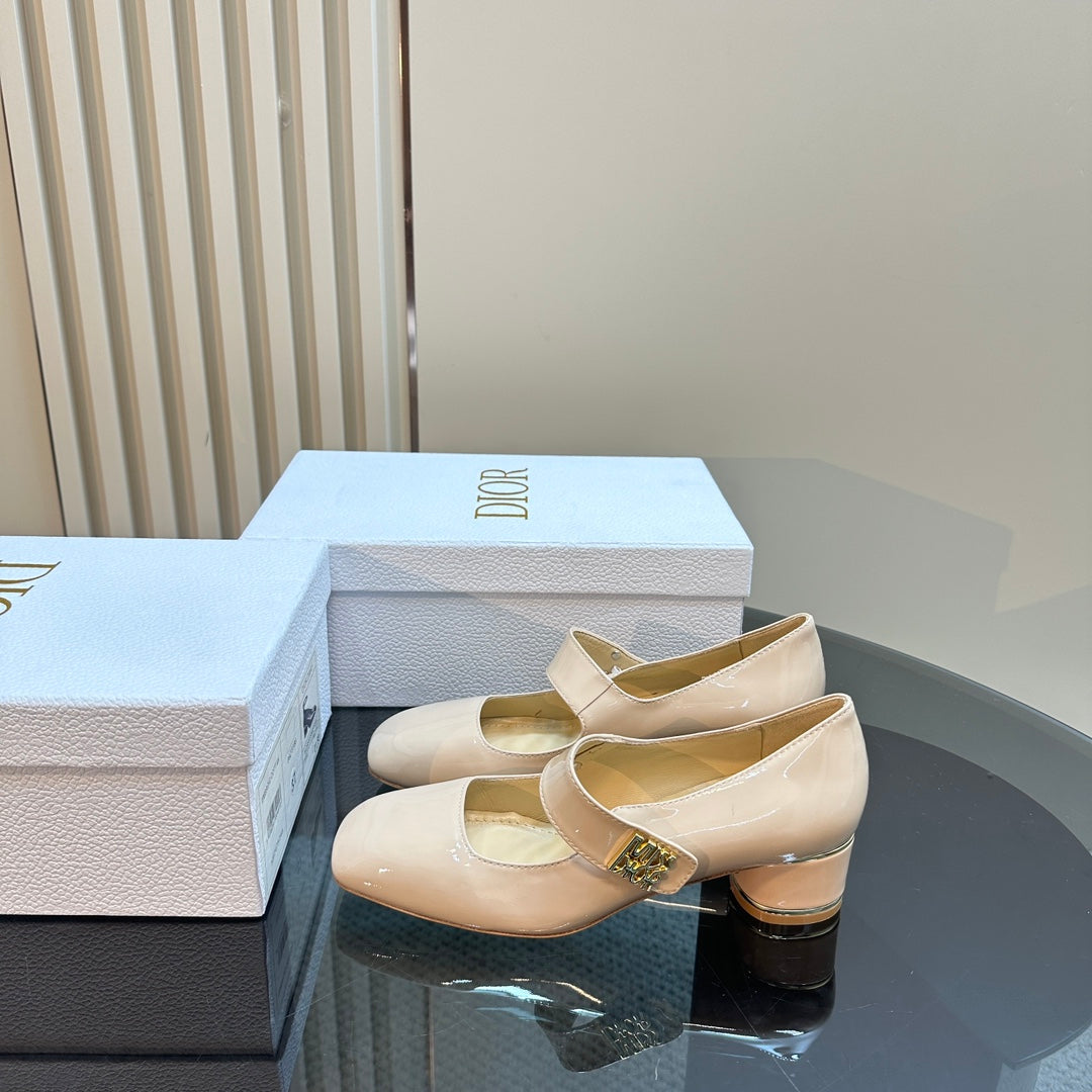DIOR Miss DIOR Pump 40mm Glossy Beige Cowhide