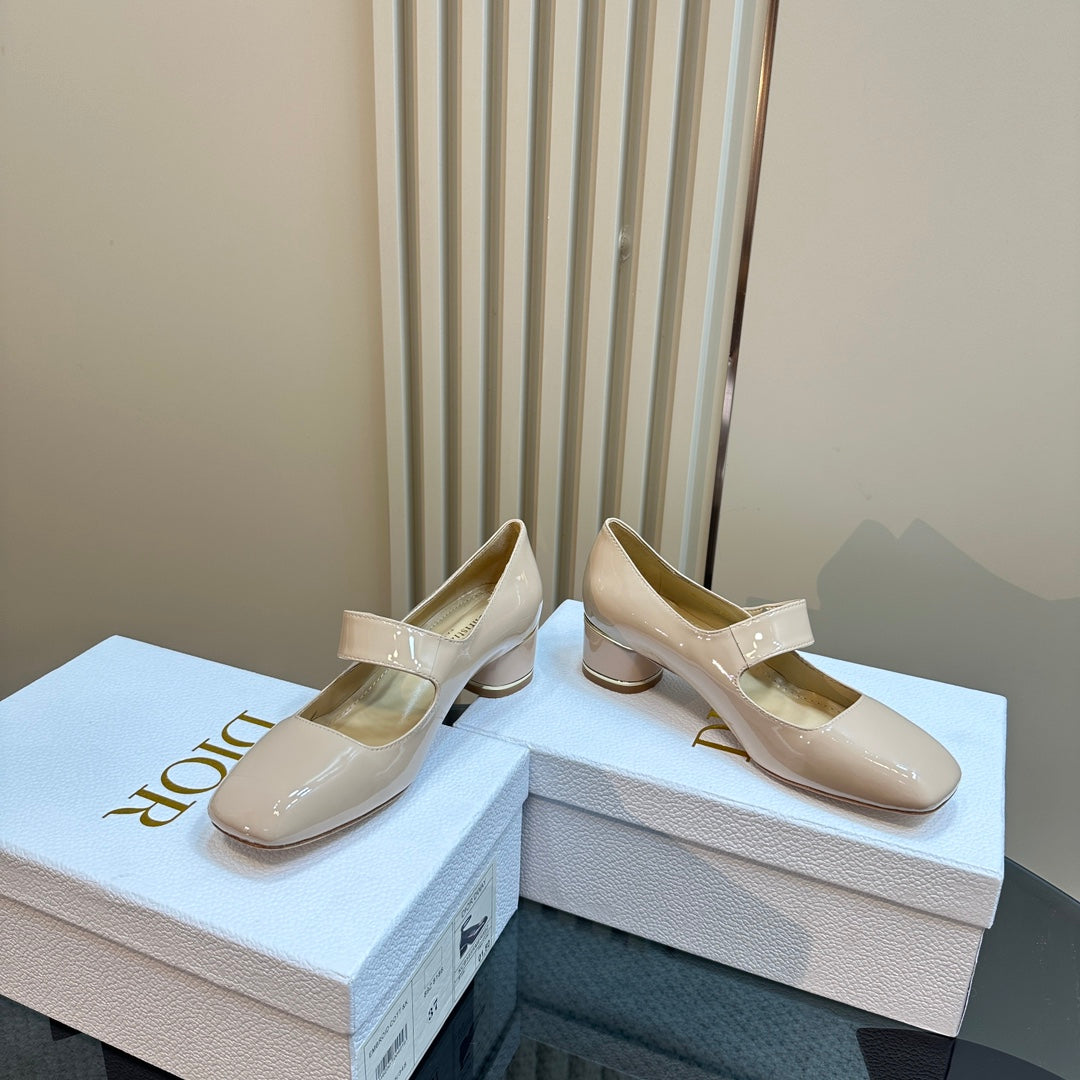 DIOR Miss DIOR Pump 40mm Glossy Beige Cowhide