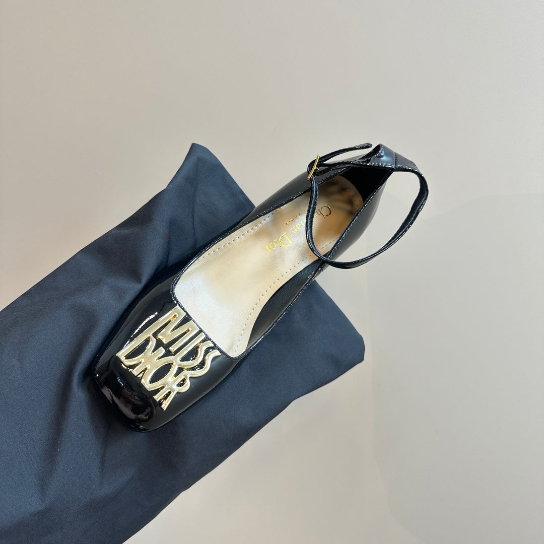 DIOR Miss DIOR Pump 40mm Glossy Black Lambskin