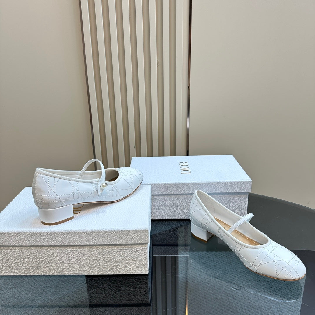 DIOR Ballet Pump White Soft Cowhide