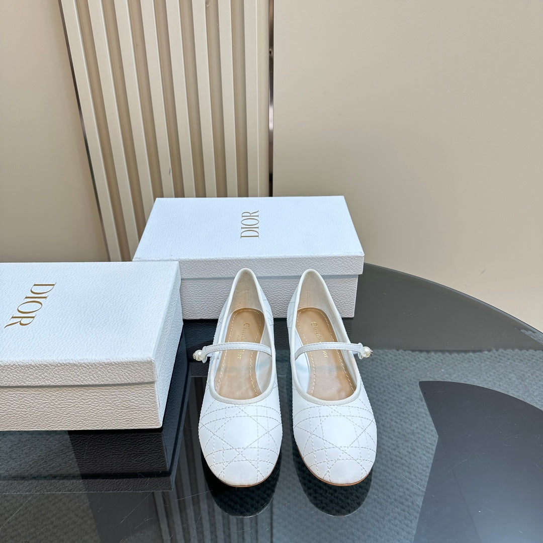DIOR Ballet Pump White Soft Cowhide