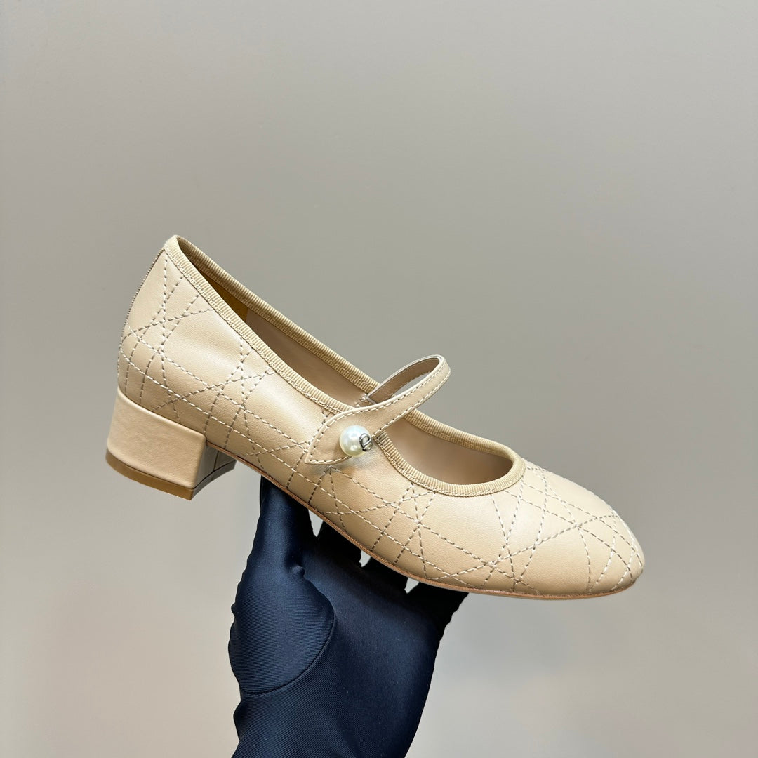 DIOR Ballet Pump Beige Soft Cowhide
