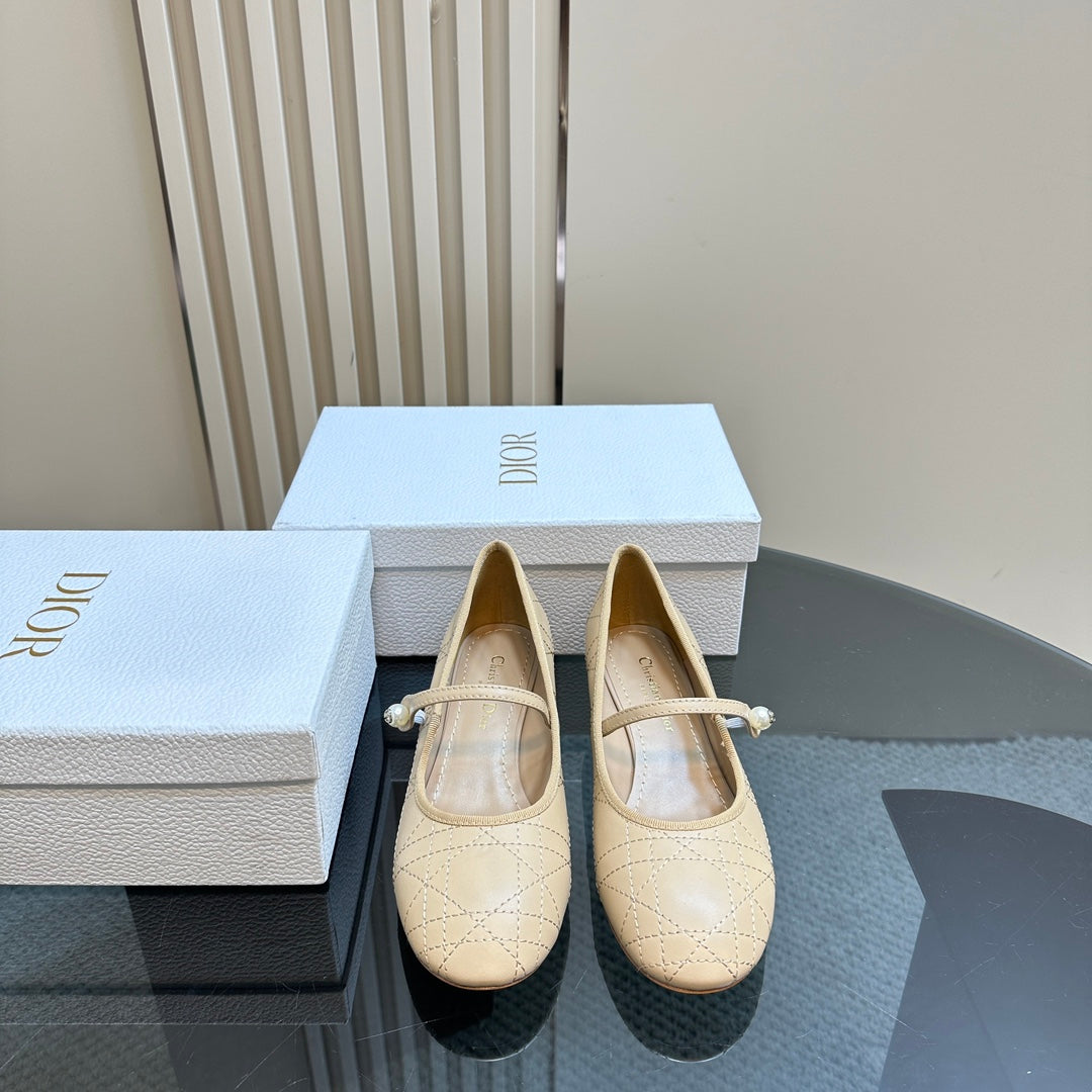 DIOR Ballet Pump Beige Soft Cowhide