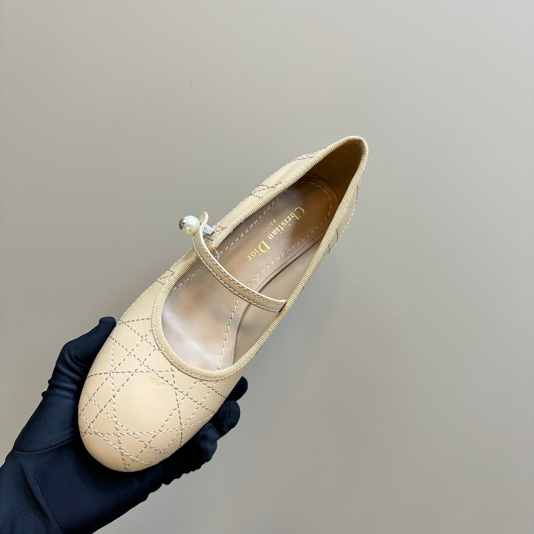 DIOR Ballet Pump Beige Soft Cowhide