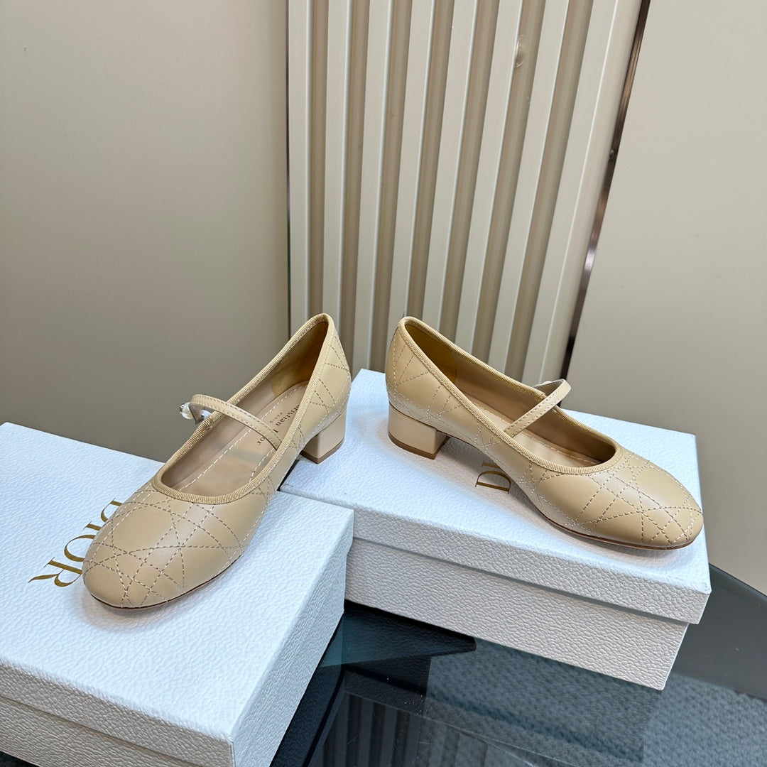 DIOR Ballet Pump Beige Soft Cowhide