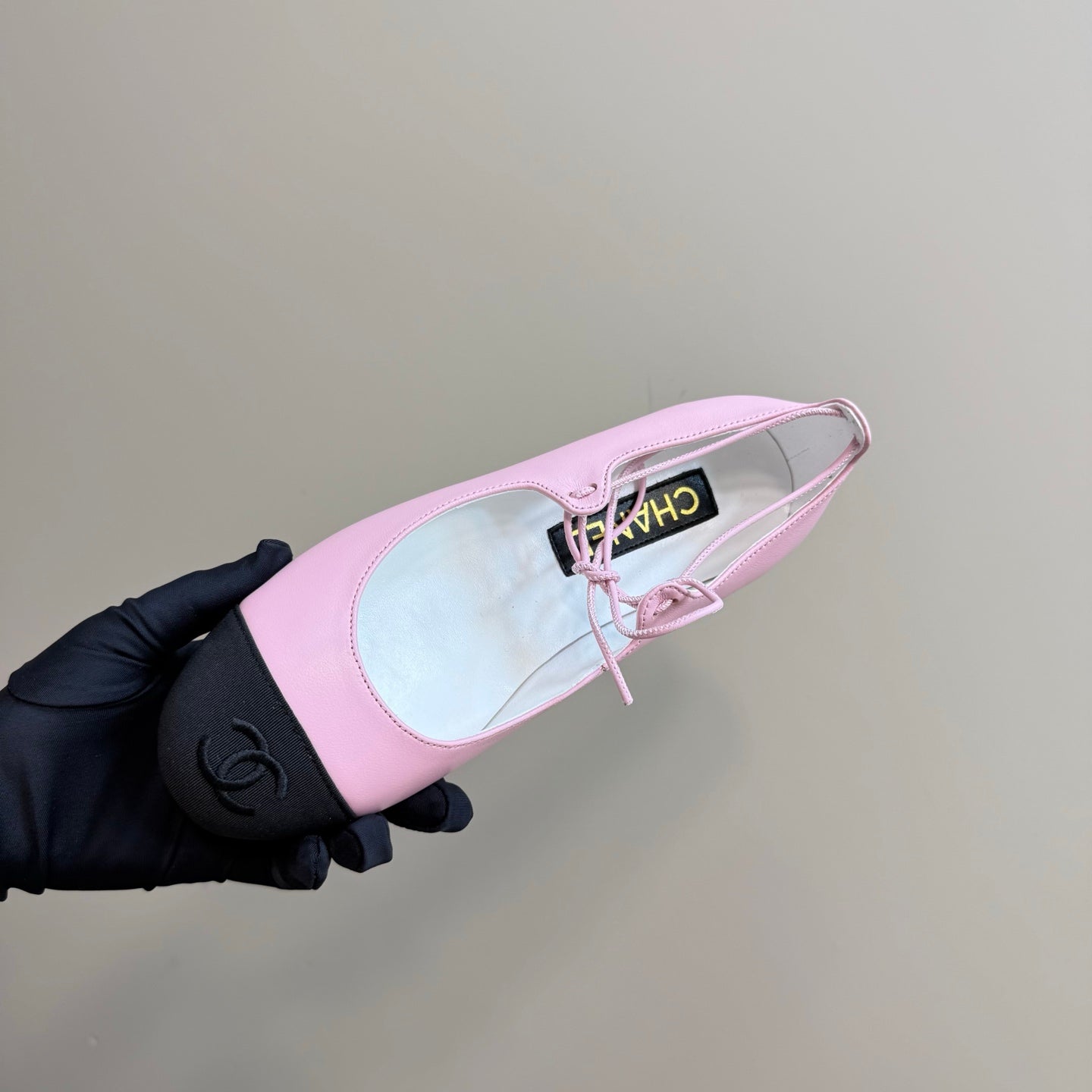 CHANEL 25 Mary Jane Flat Pink Leather with Fabric 239408