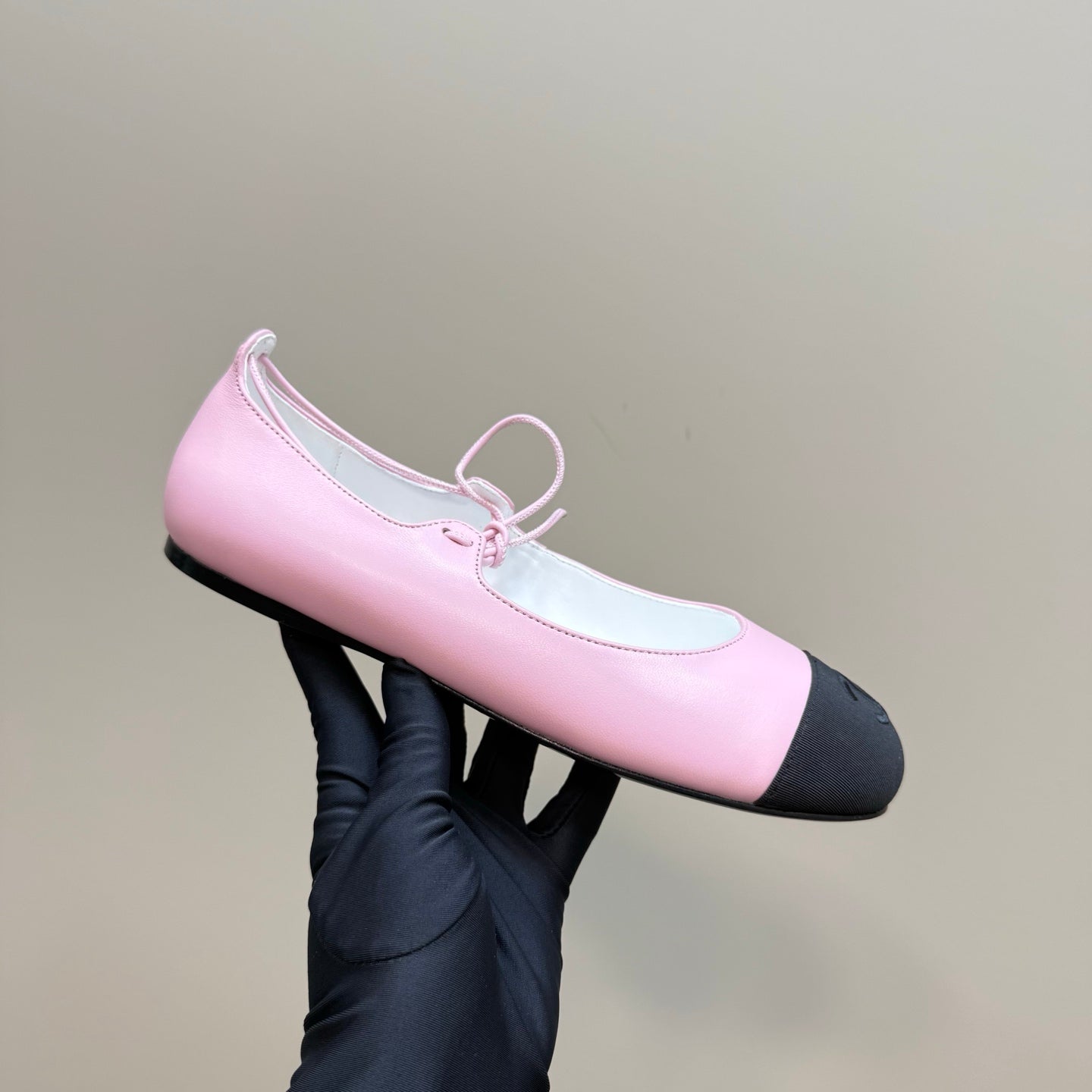 CHANEL 25 Mary Jane Flat Pink Leather with Fabric 239408