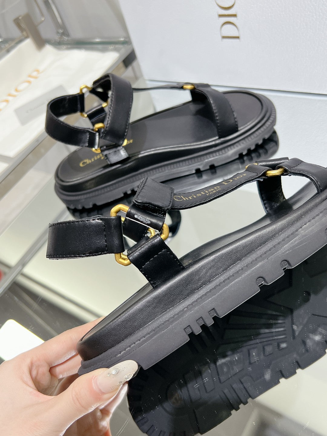 DIOR D-Wave Sandal In Black Cowhide 100755