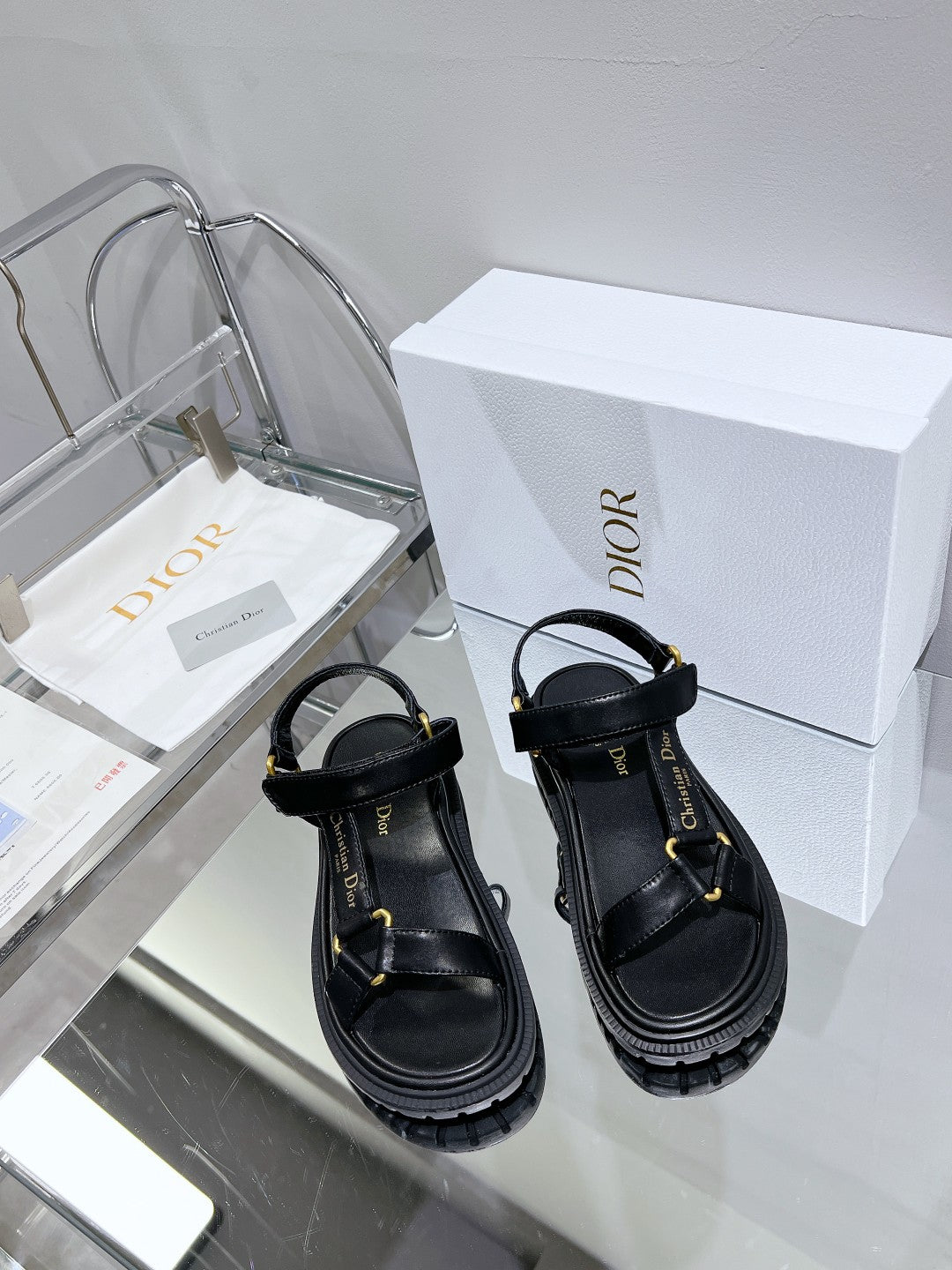 DIOR D-Wave Sandal In Black Cowhide 100755