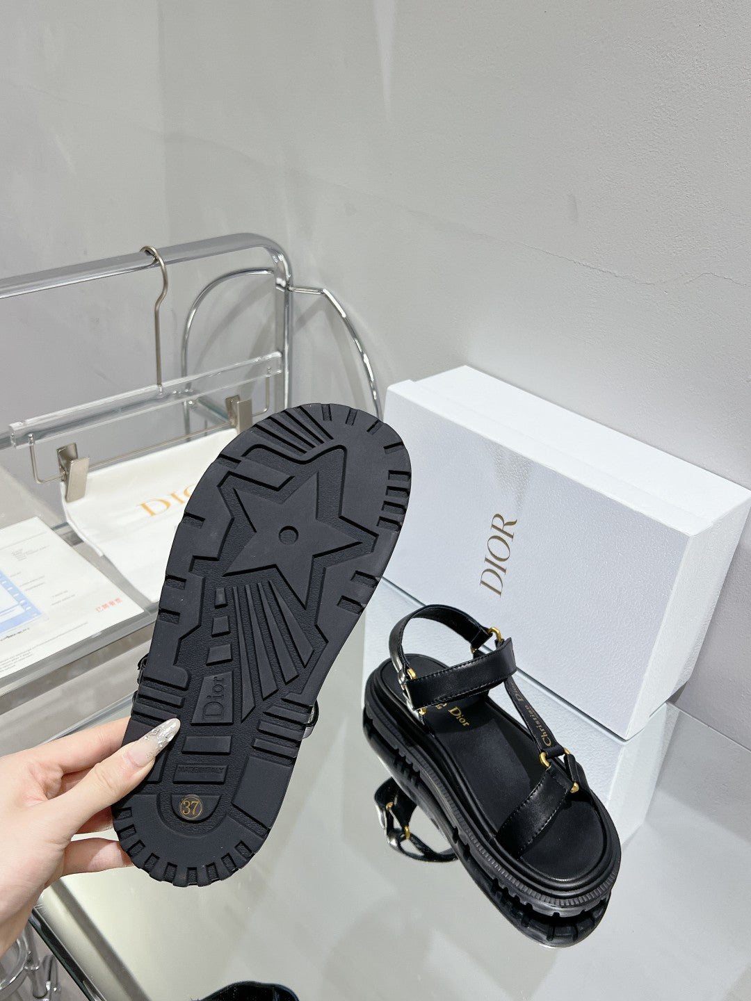 DIOR D-Wave Sandal In Black Cowhide 100755