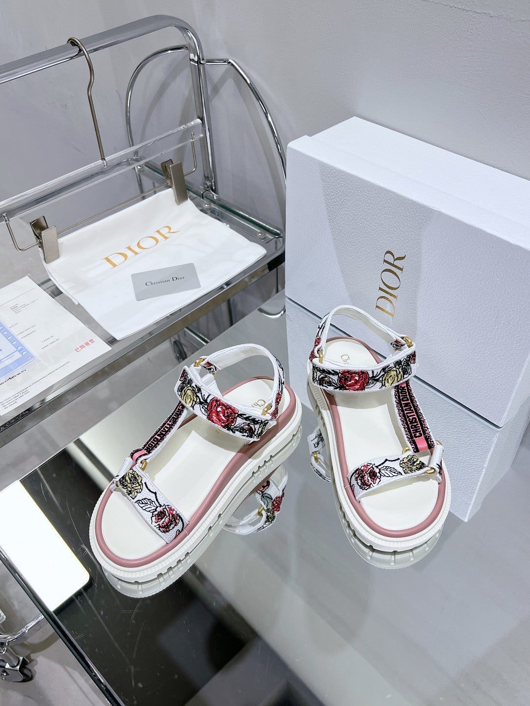 DIOR D-Wave Sandal In Colorful Mix White Cowhide 100759
