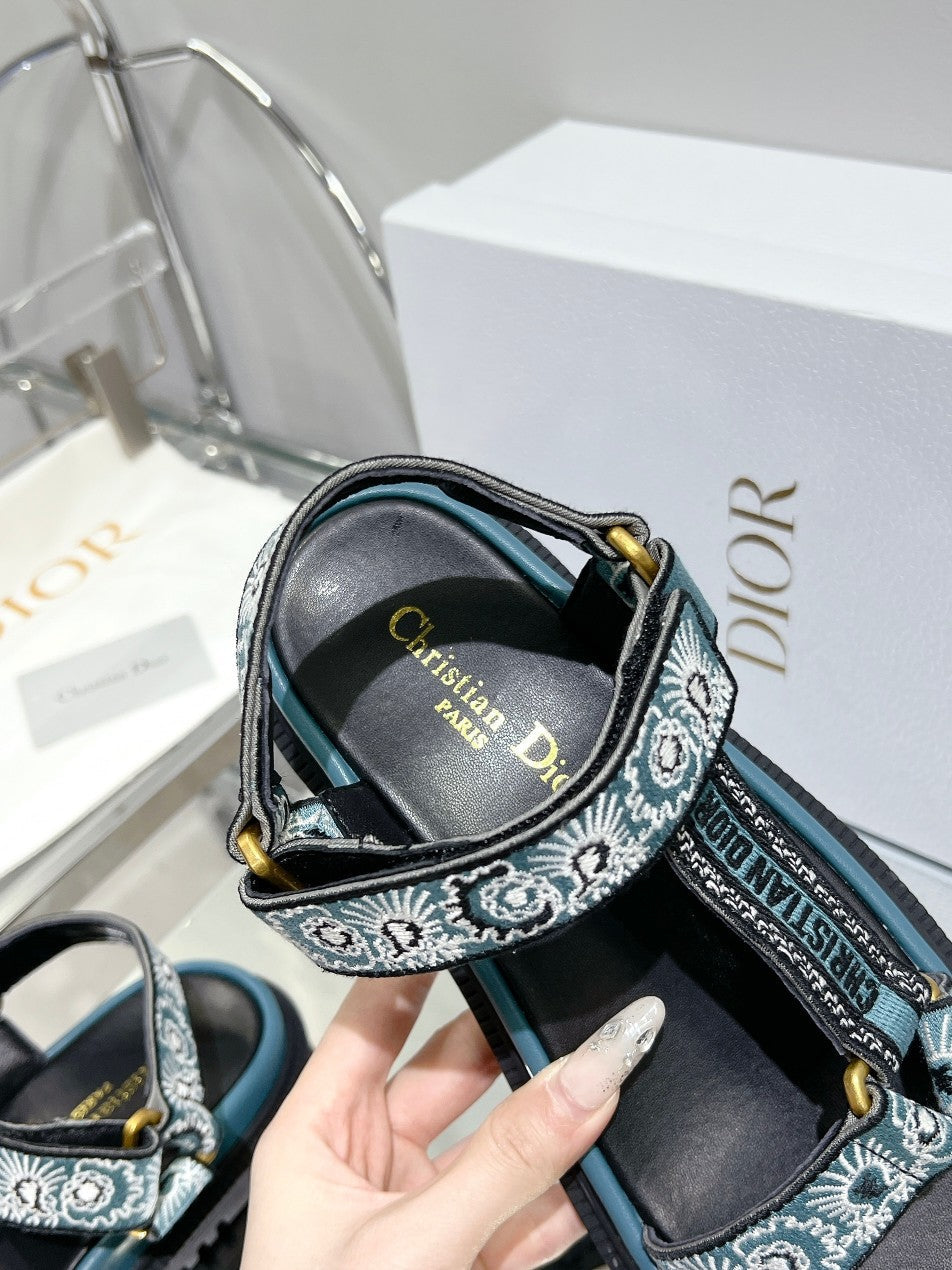 DIOR D-Wave Sandal In Blue Black Cowhide 100763