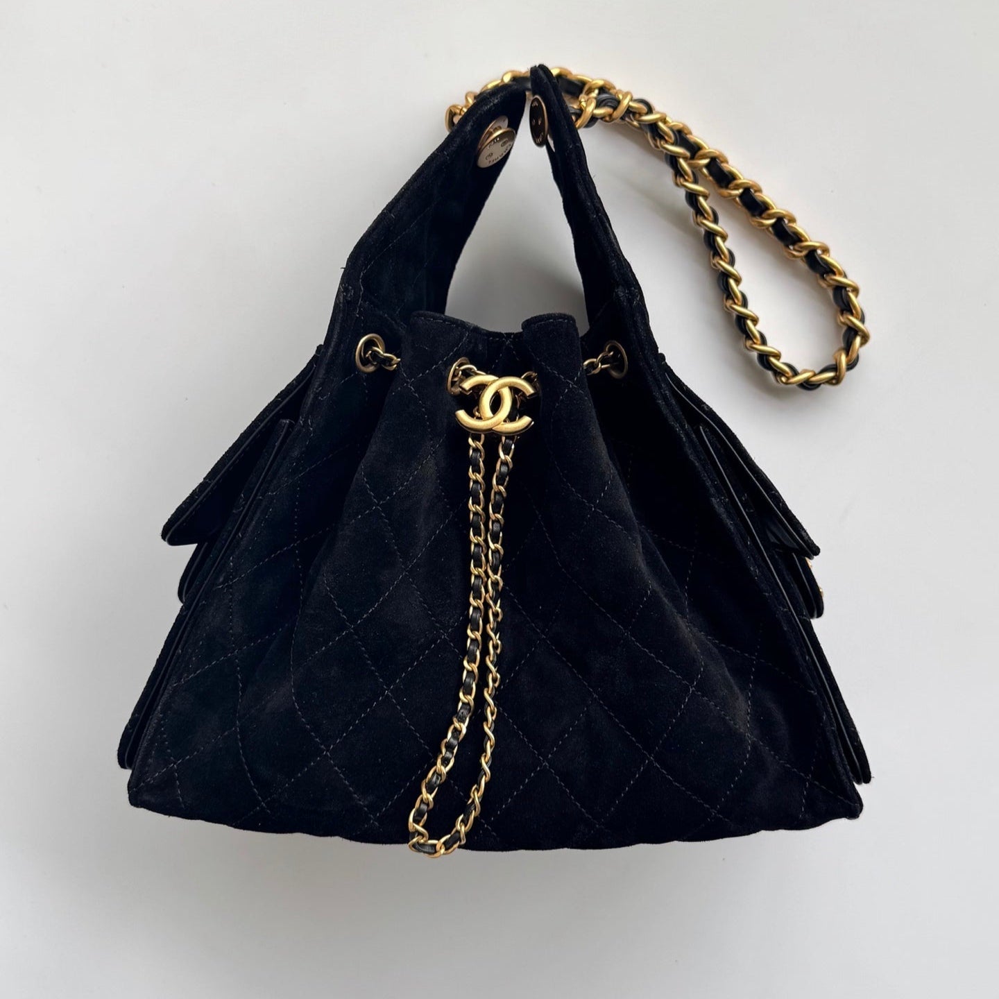 CHANEL 25C Hobo Bag 30cm Black Suede