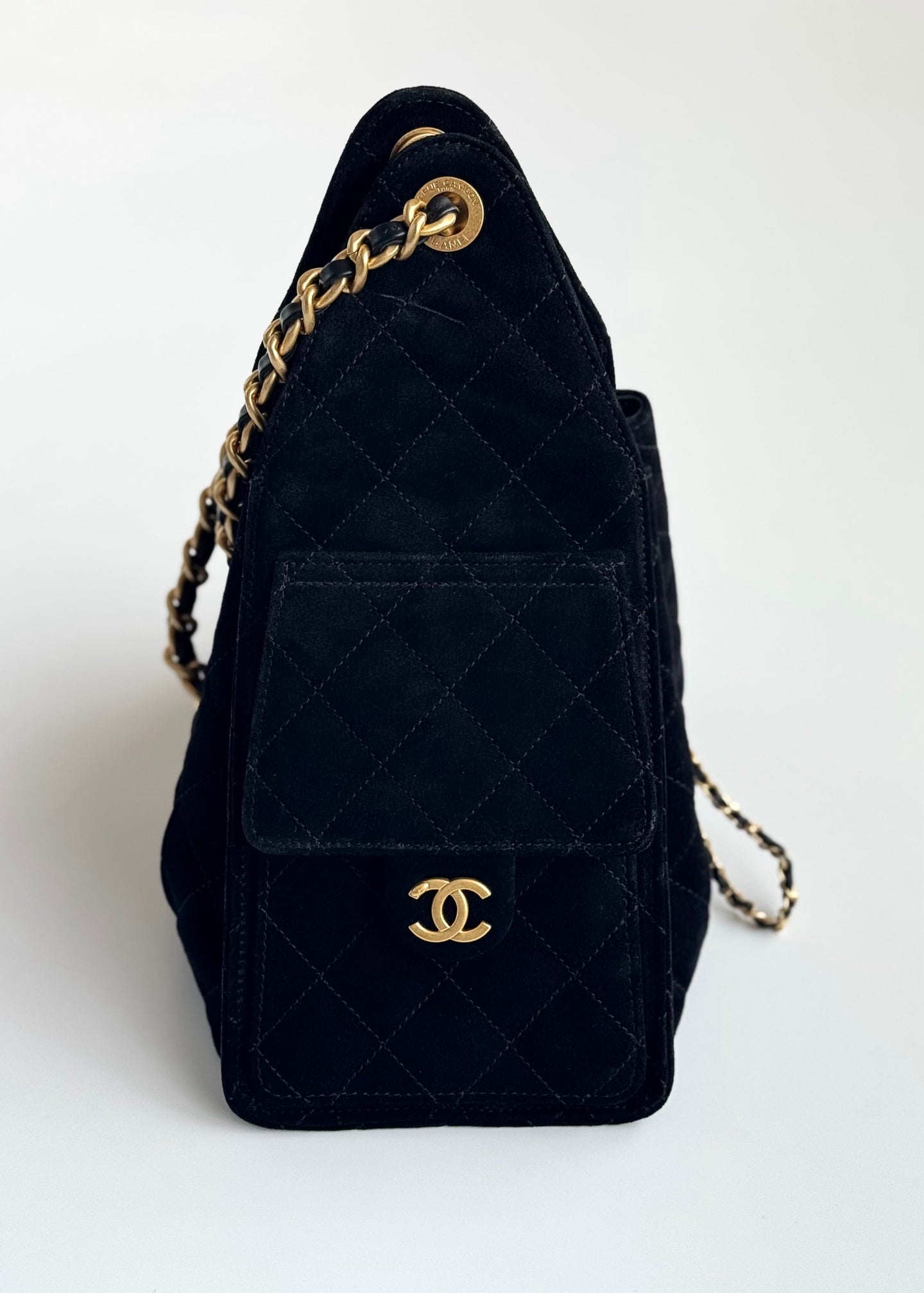 CHANEL 25C Hobo Bag 30cm Black Suede