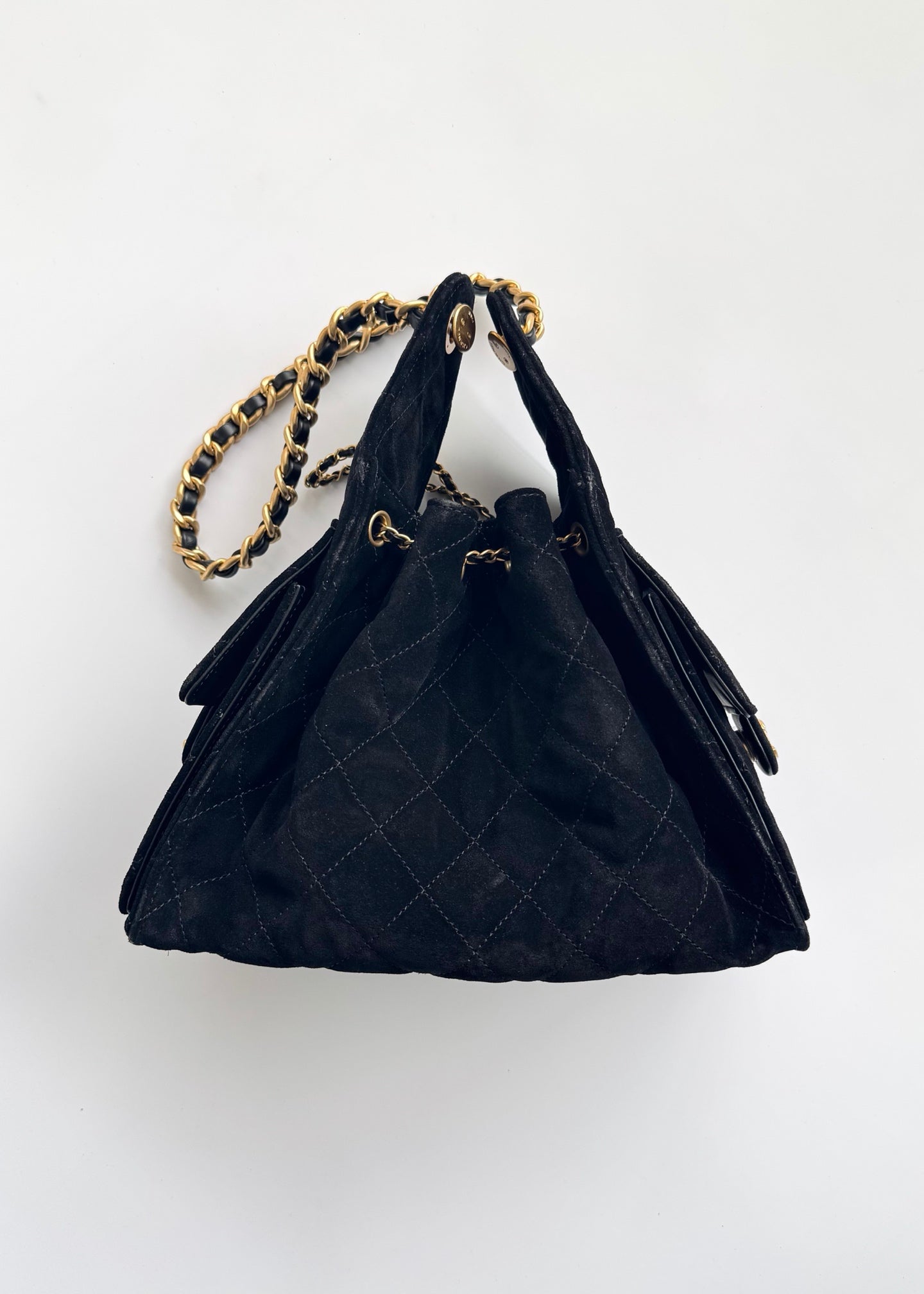 CHANEL 25C Hobo Bag 30cm Black Suede