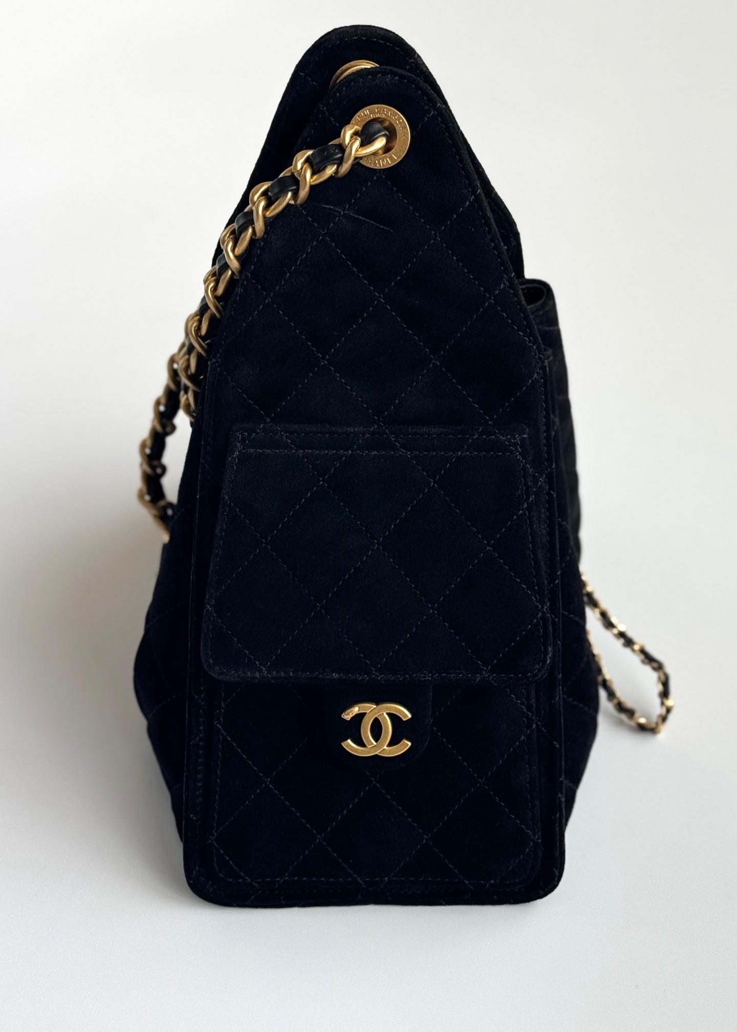 CHANEL 25C Hobo Bag 30cm Black Suede