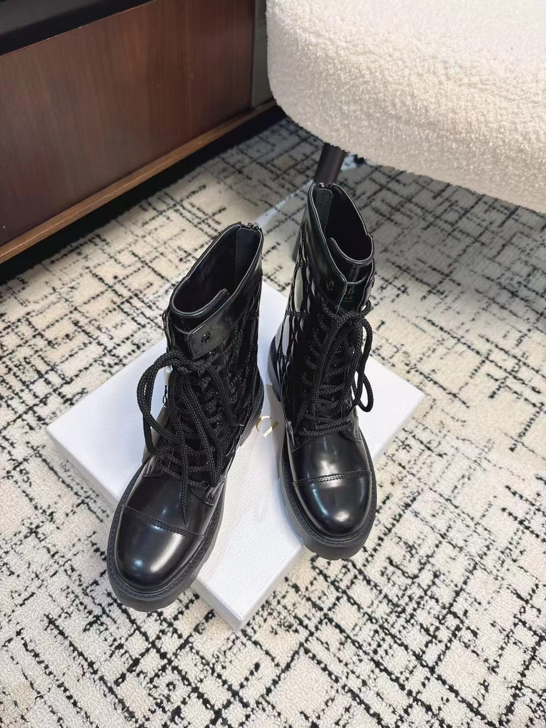 DIOR D-Unit Ankle Boot Glossy Black Calfskin