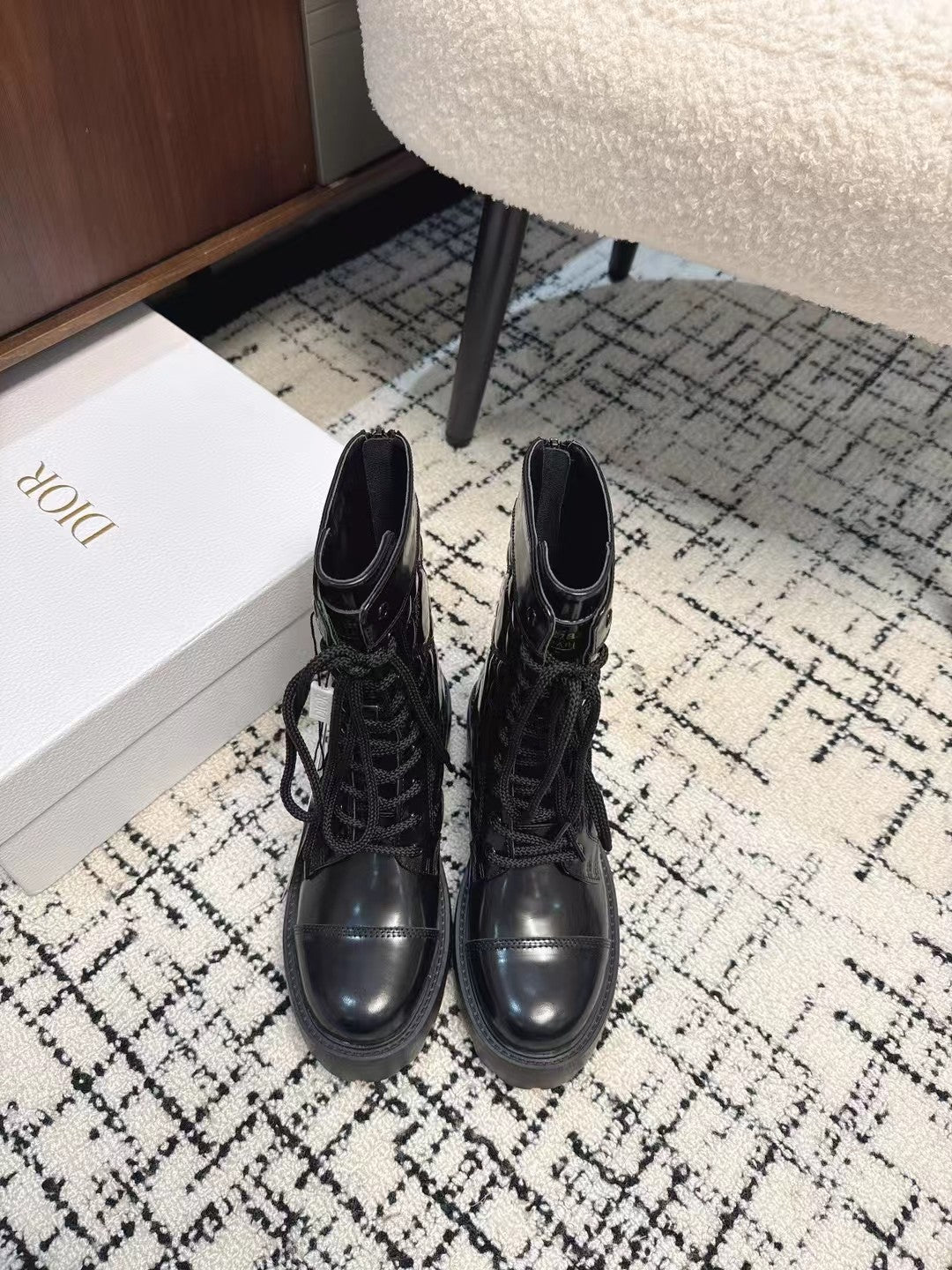 DIOR D-Unit Ankle Boot Glossy Black Calfskin