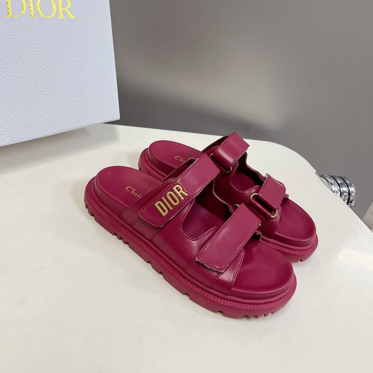 DIOR DIORact dad sandal mule burgundy lambskin