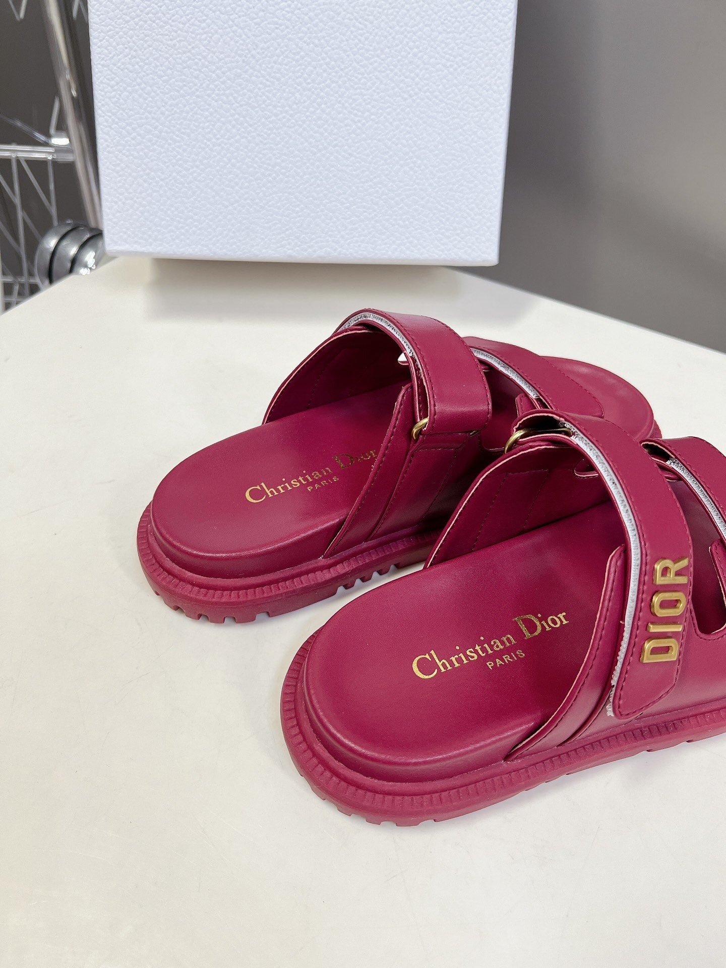 DIOR DIORact dad sandal mule burgundy lambskin