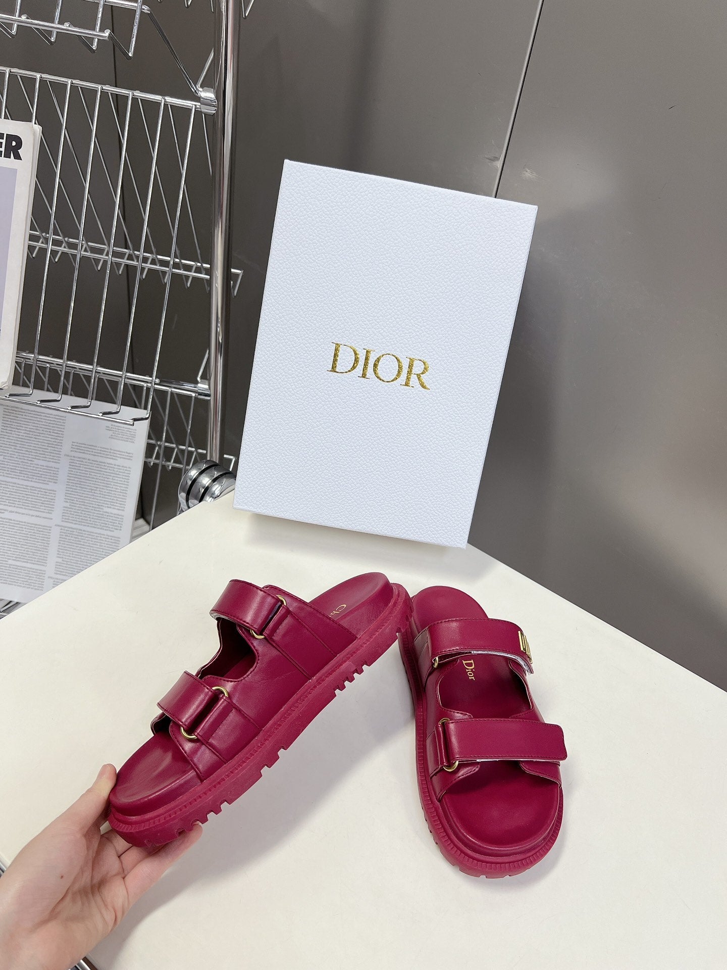 DIOR DIORact dad sandal mule burgundy lambskin
