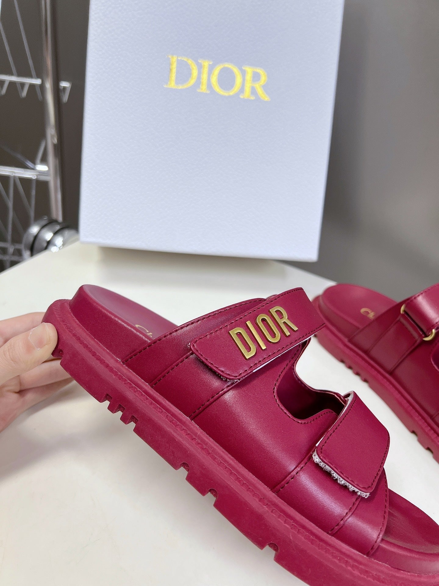 DIOR DIORact dad sandal mule burgundy lambskin