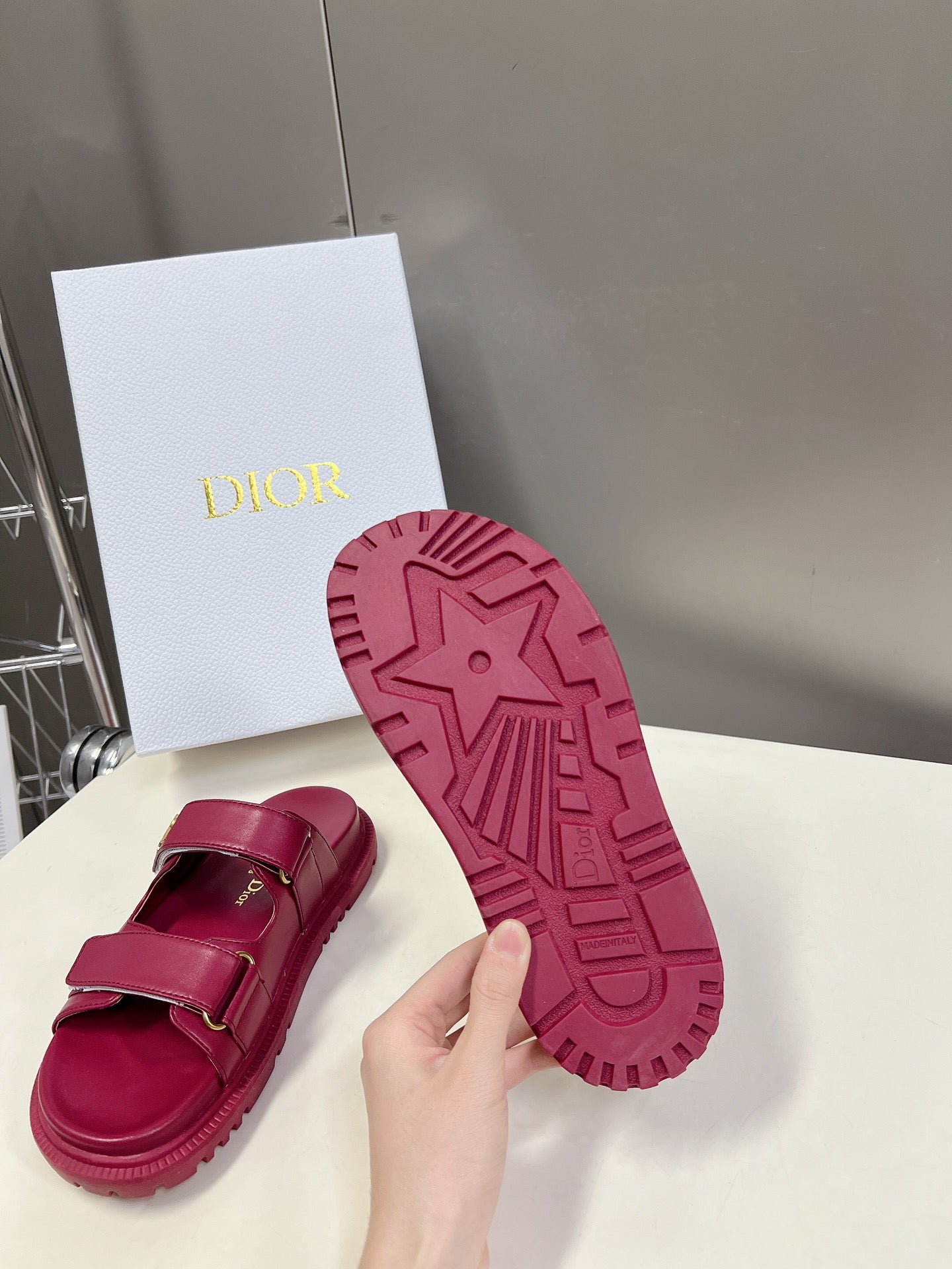 DIOR DIORact dad sandal mule burgundy lambskin