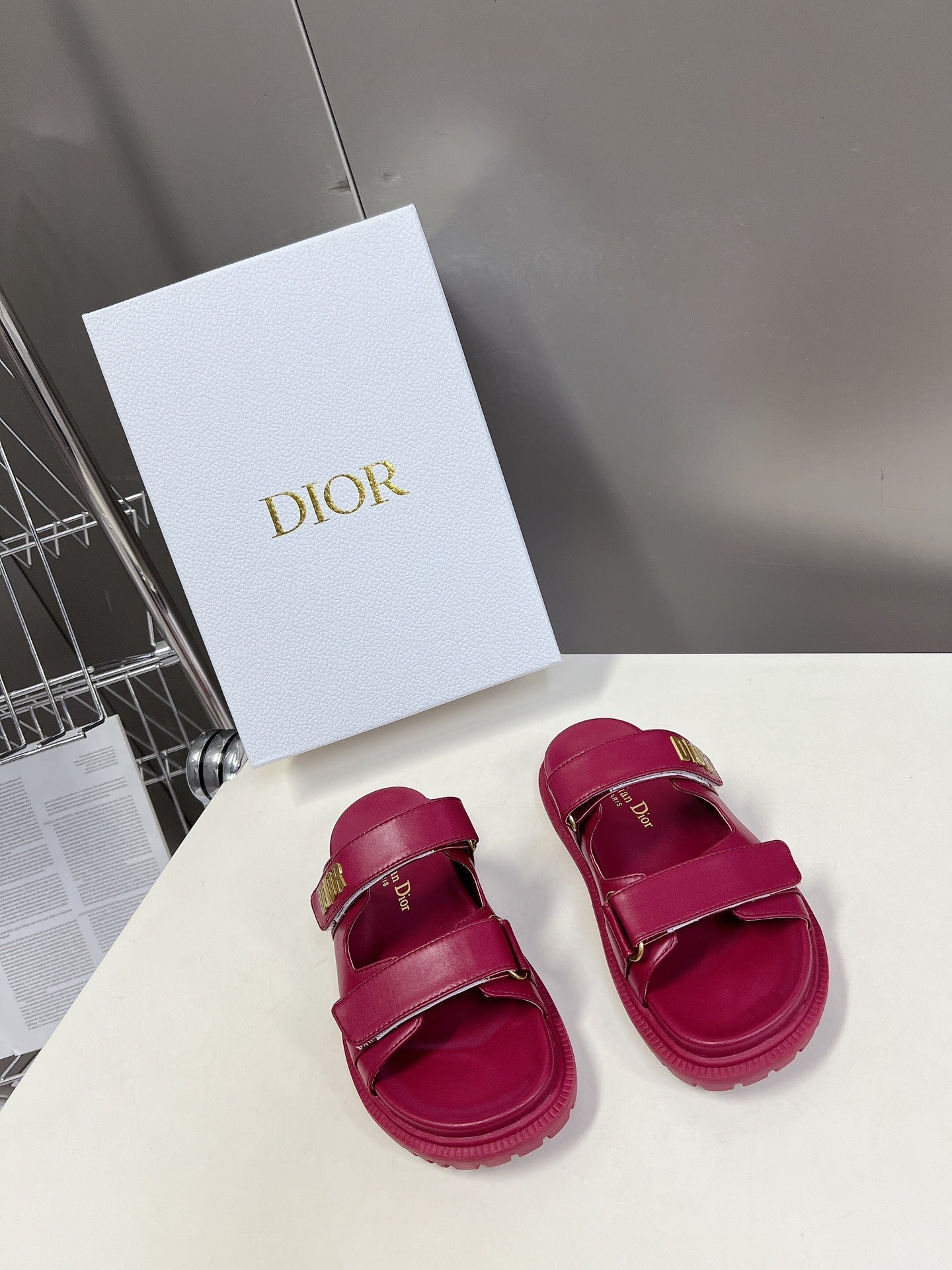 DIOR DIORact dad sandal mule burgundy lambskin