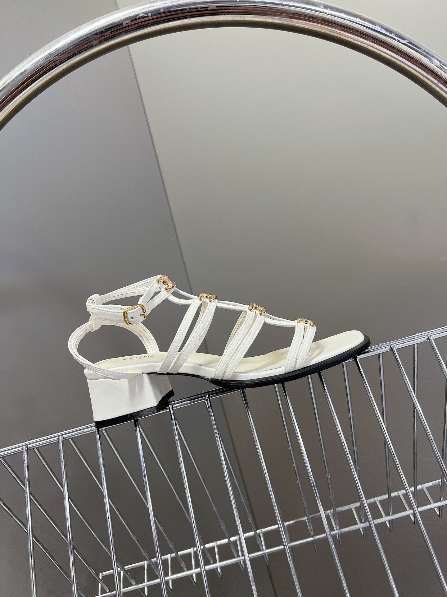Celine CELINE Sandals Clemence Multi White Leather