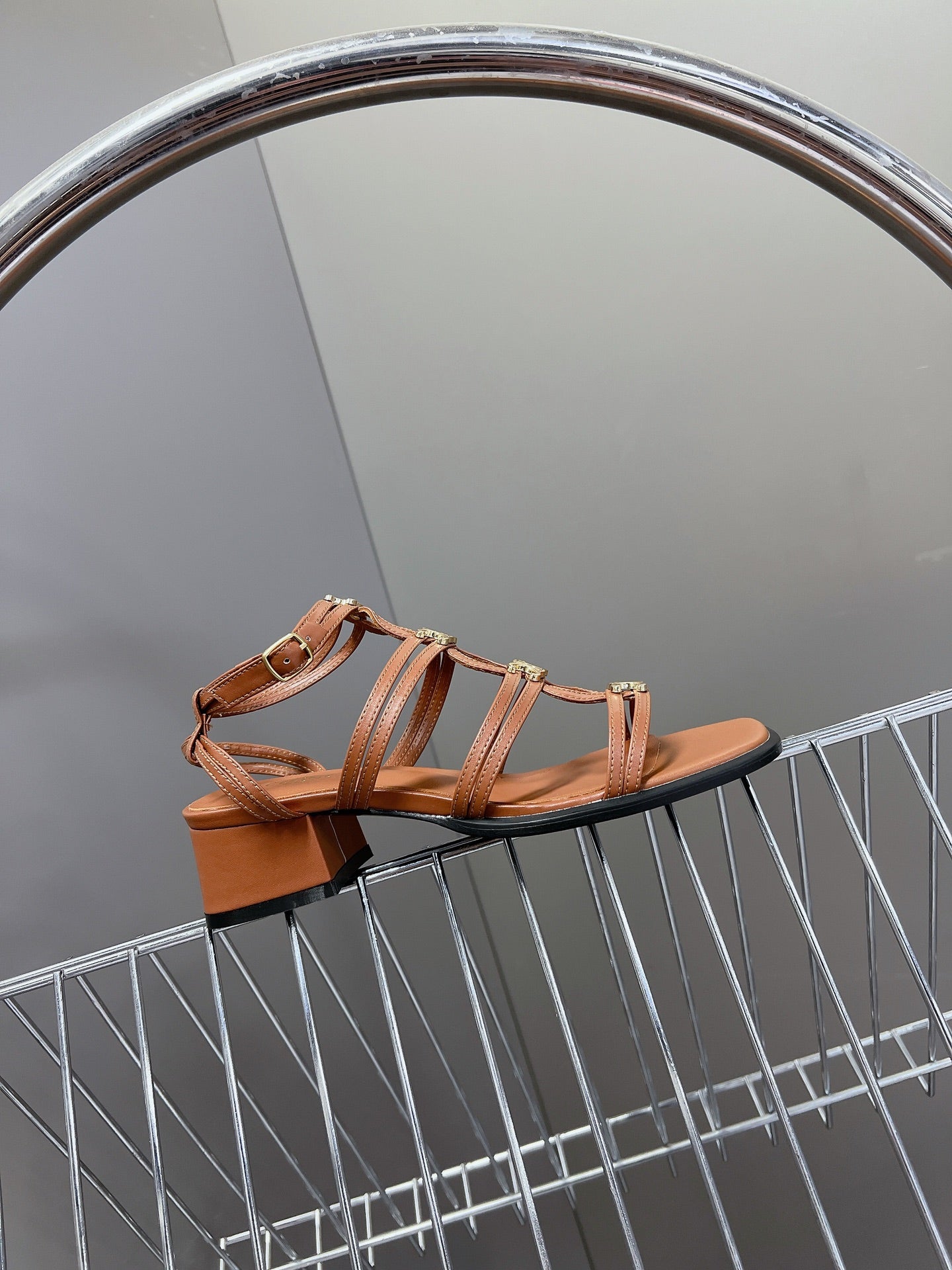 Celine CELINE Sandals Clemence Multi Brown Leather
