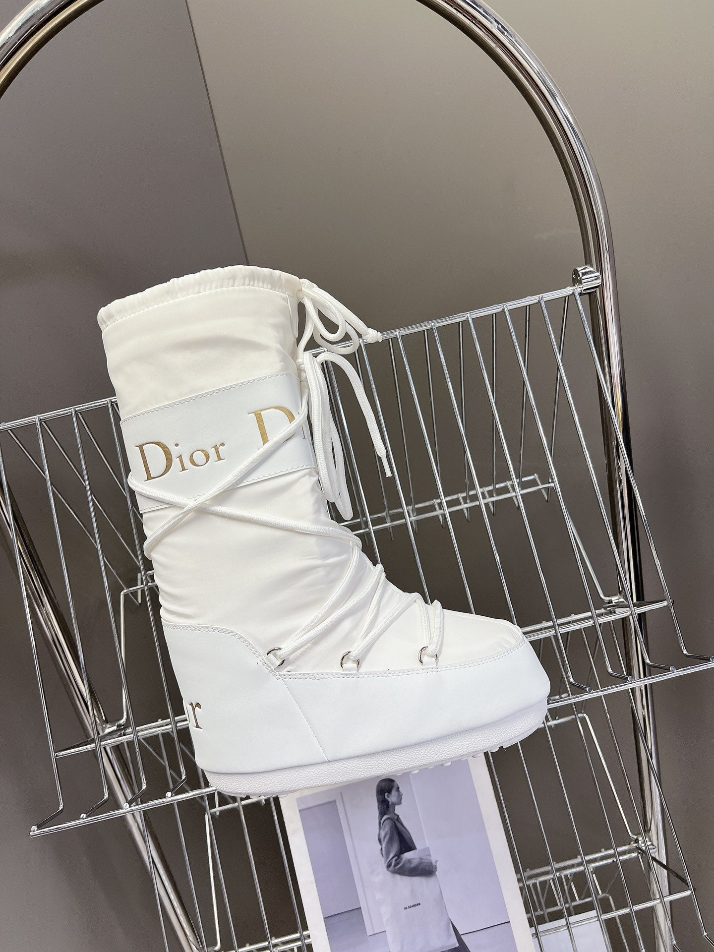 DIOR Short Boots 60mm In White Cowhide 989712