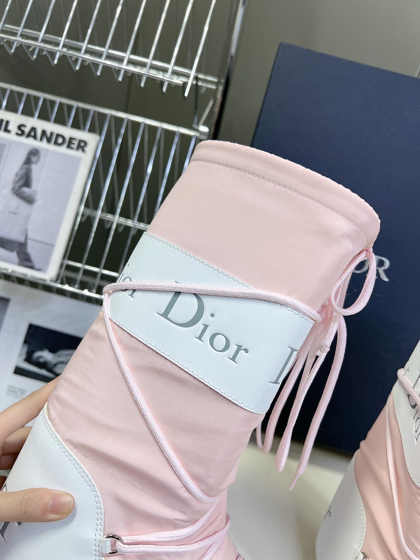 DIOR Short Boots 60mm In Light Pink Cowhide 989714