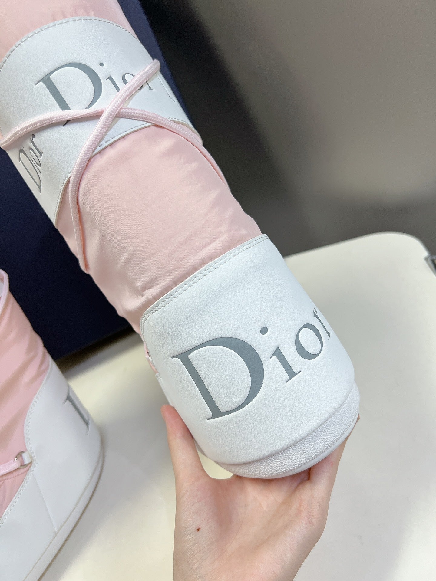 DIOR Short Boots 60mm In Light Pink Cowhide 989714
