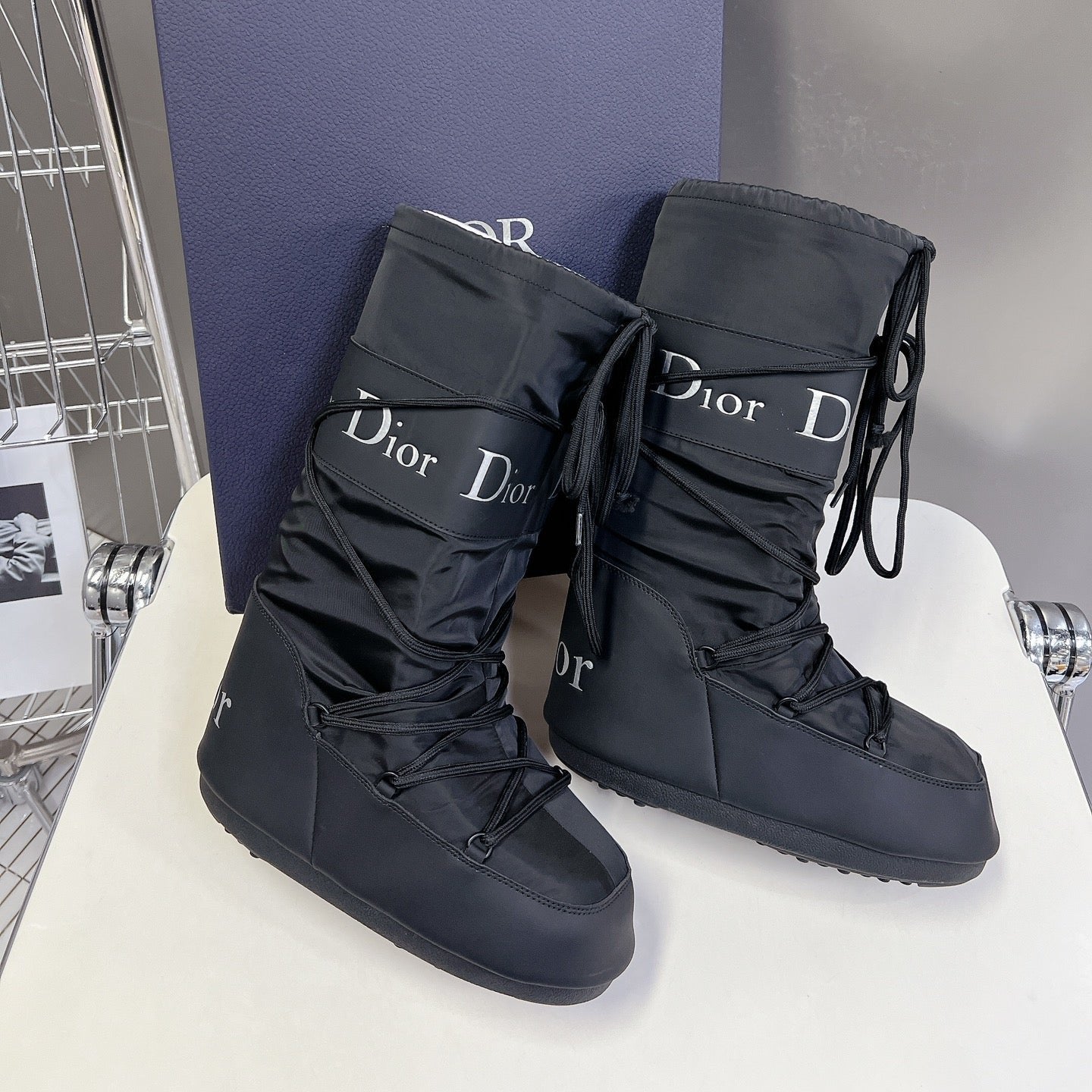 DIOR Short Boots 60mm In Black Cowhide 989716