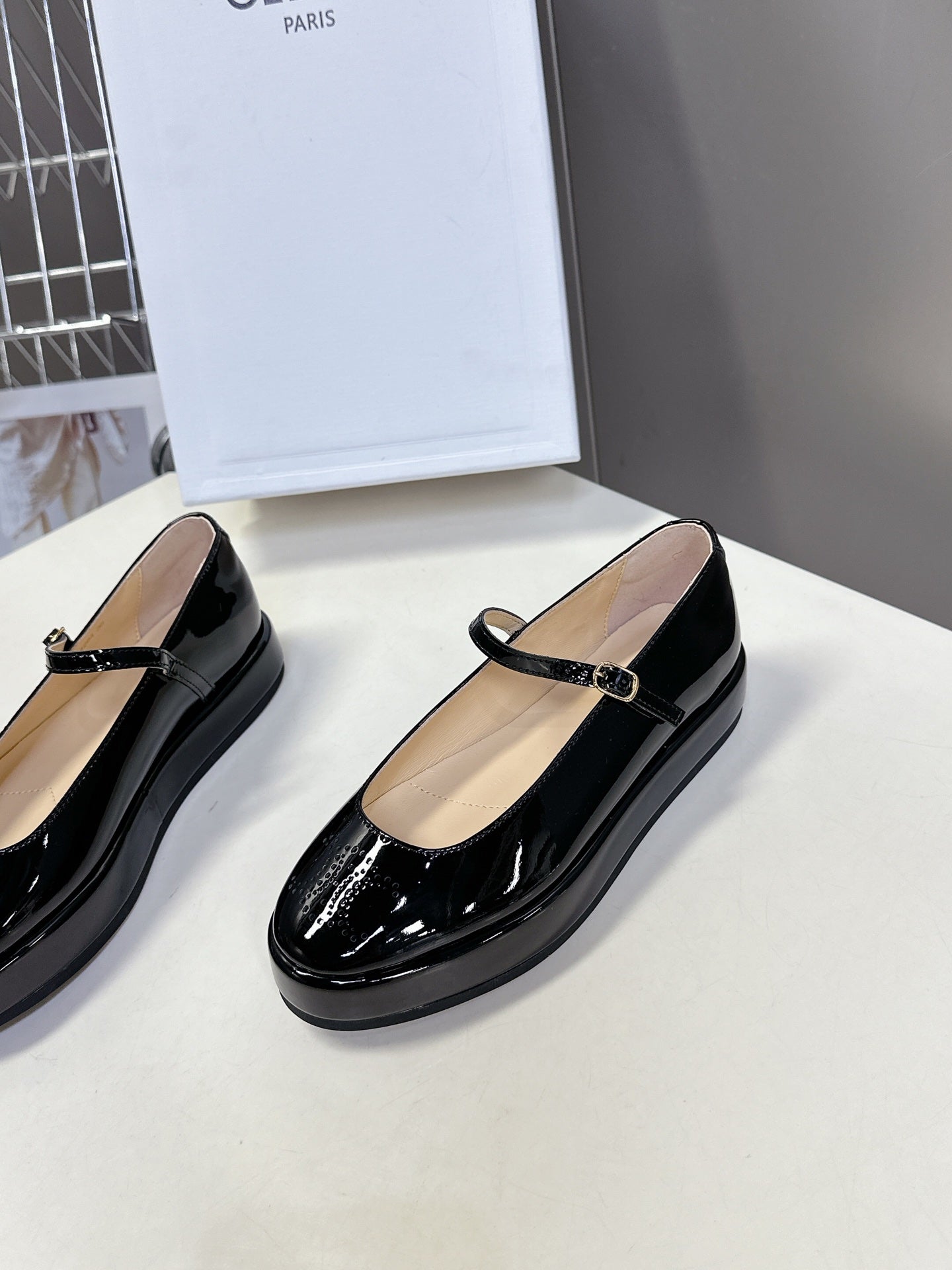 Celine CELINE Ballet Flats Black Patent Leather 285931