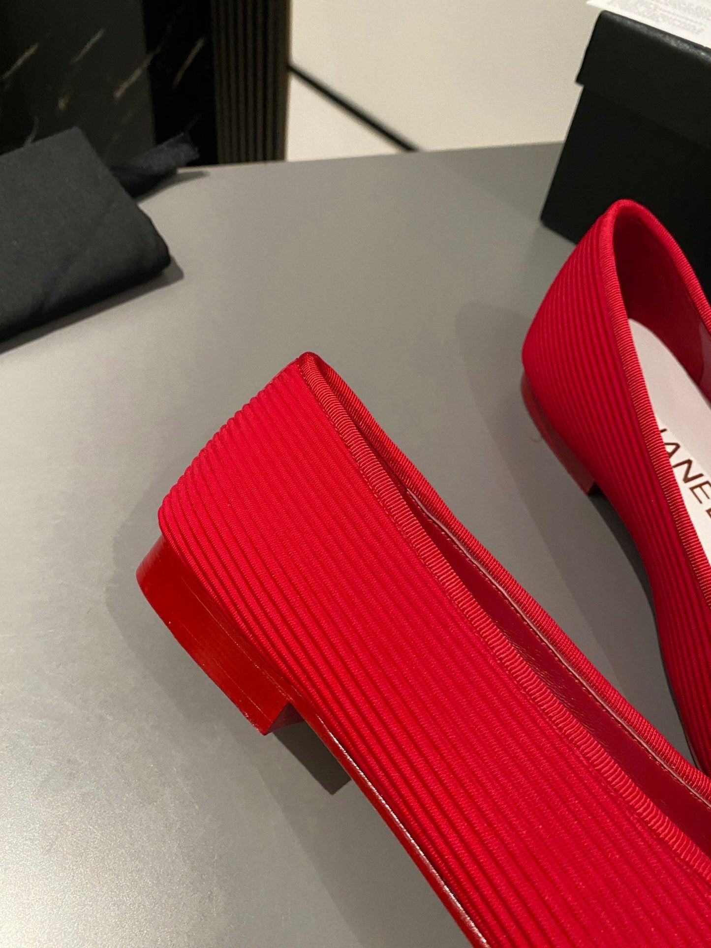 CHANEL ballet flat red embroidered fabric