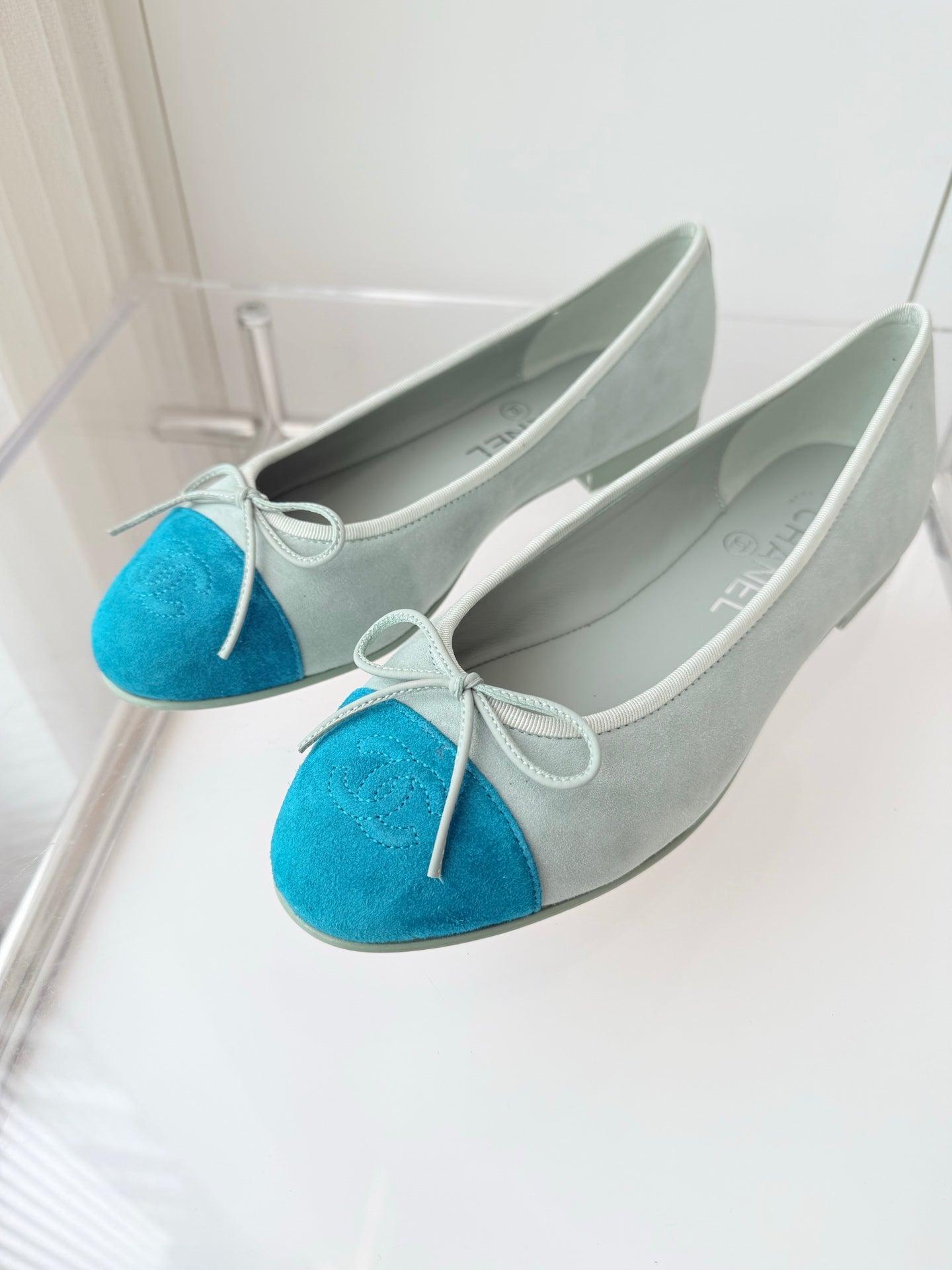 CHANEL Ballet Flat Baby Blue Suede 238761