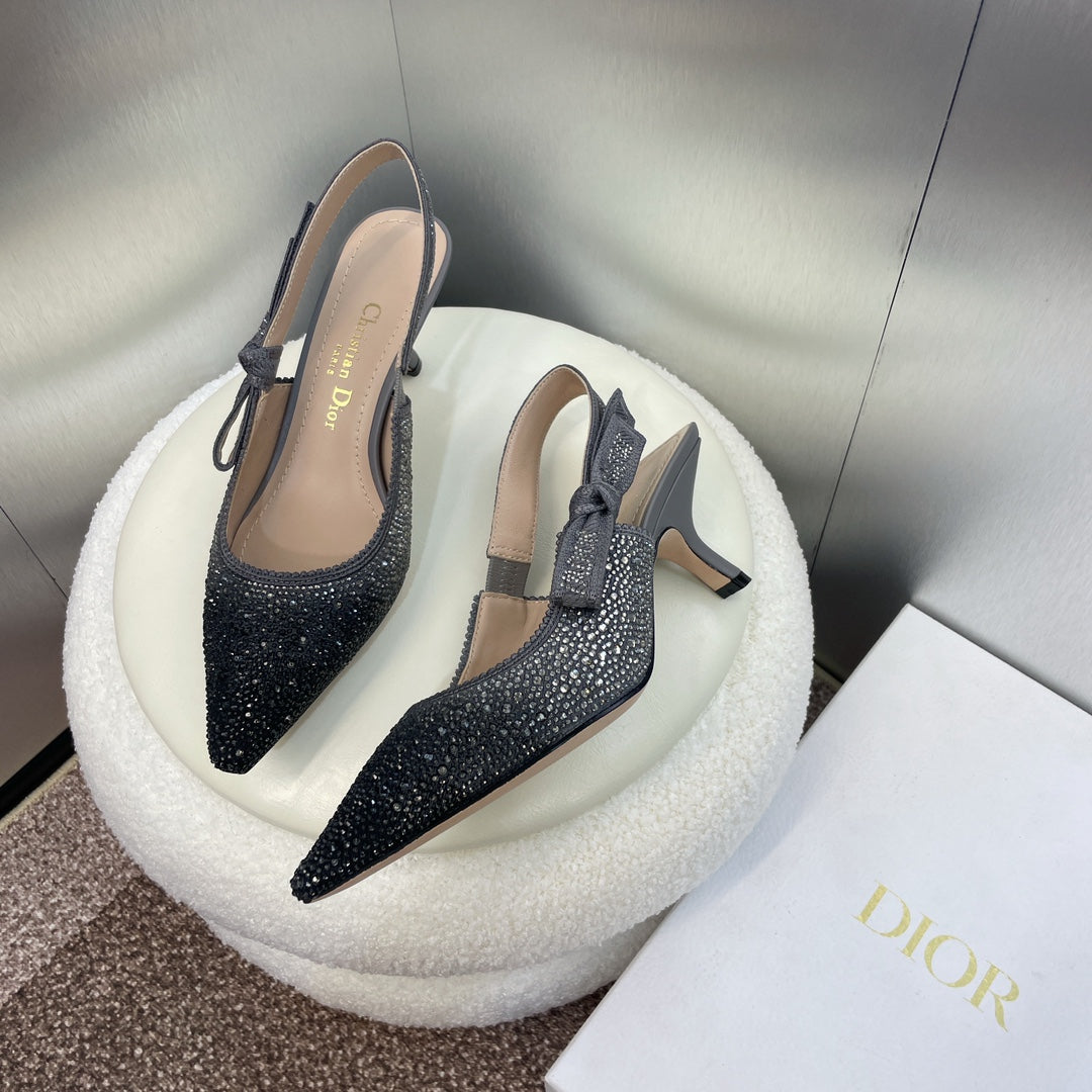 DIOR slingback pump 65 opaque black calfskin resin pearl