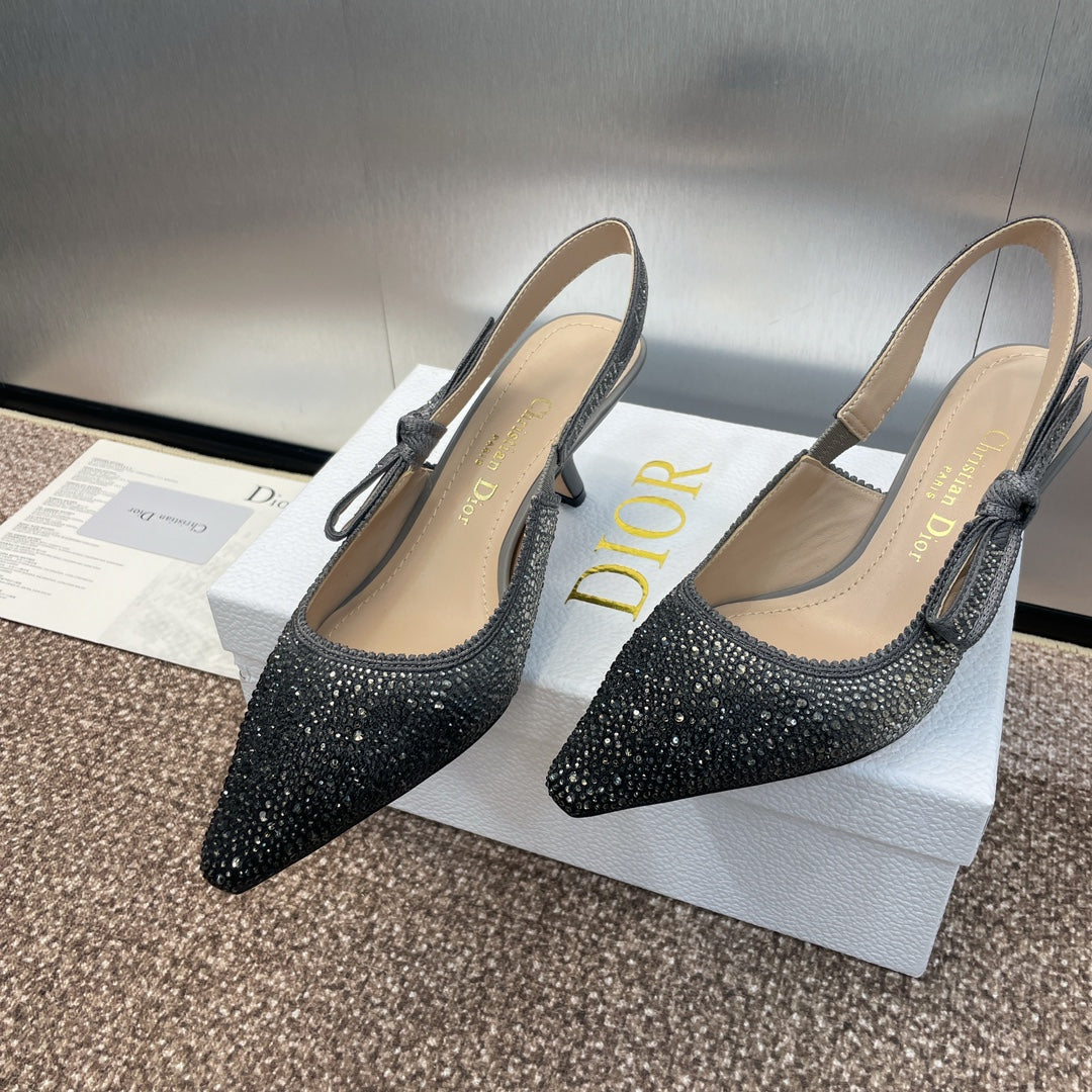 DIOR slingback pump 65 opaque black calfskin resin pearl