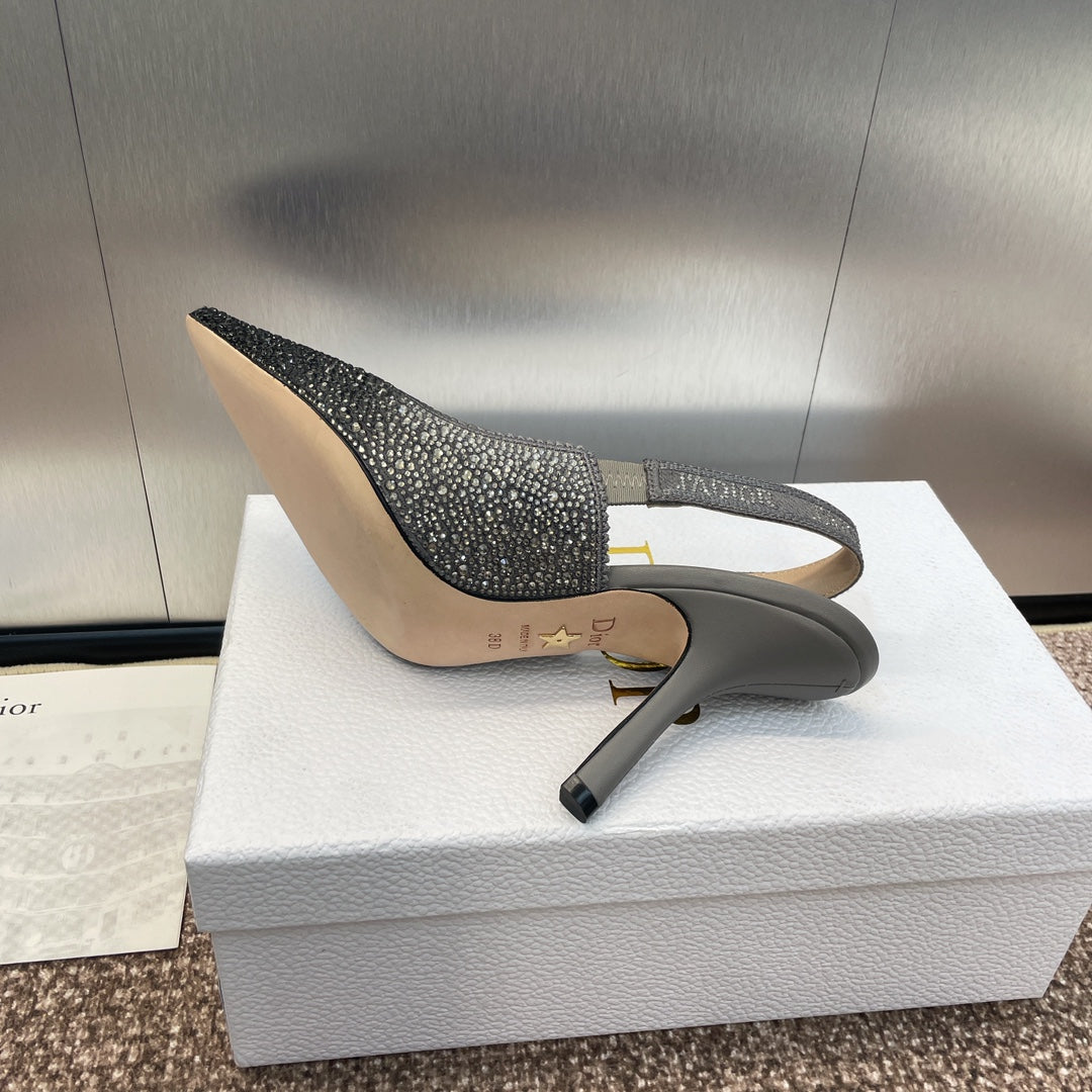 DIOR slingback pump 95 opaque black calfskin resin pearl