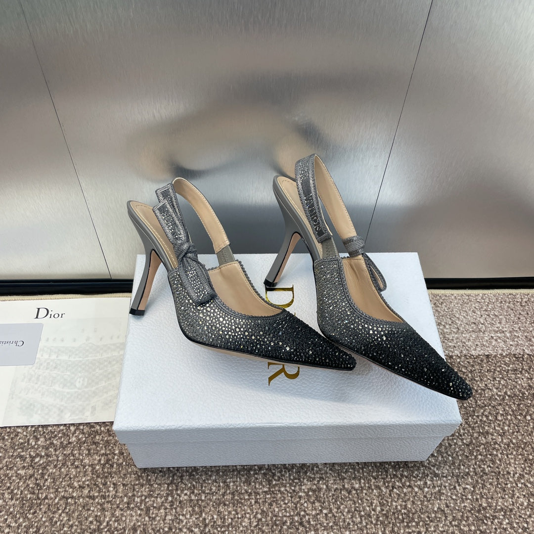 DIOR slingback pump 95 opaque black calfskin resin pearl