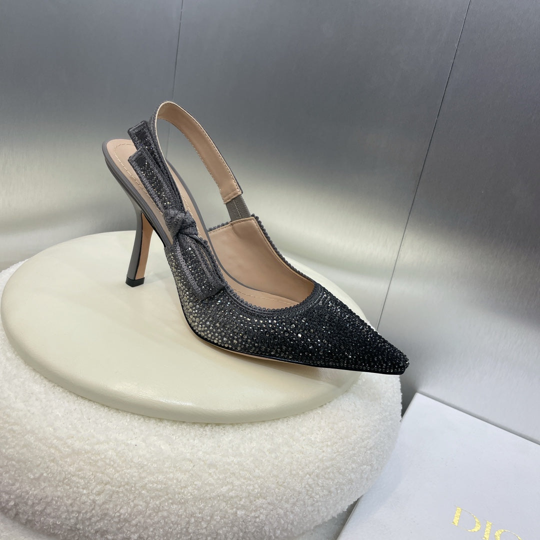 DIOR slingback pump 95 opaque black calfskin resin pearl