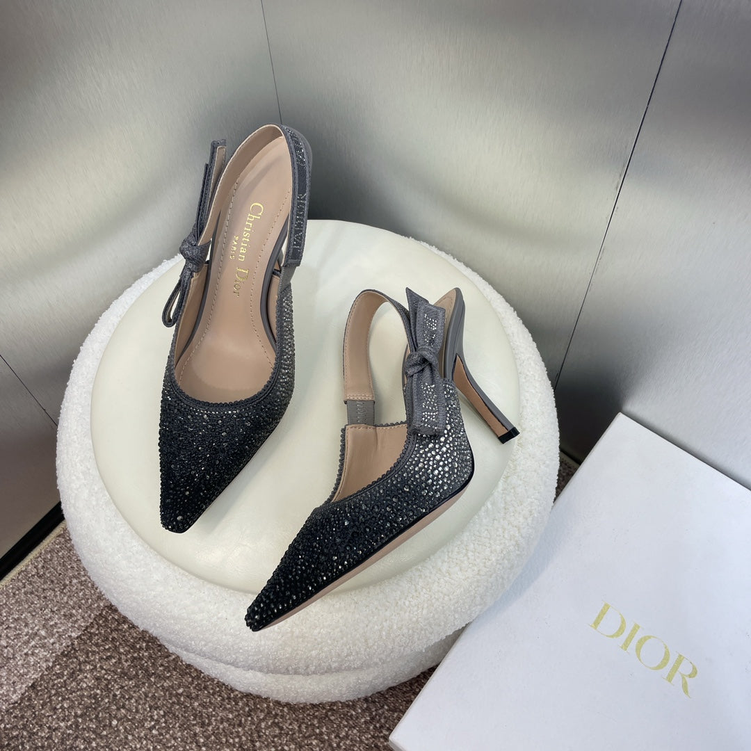 DIOR slingback pump 95 opaque black calfskin resin pearl