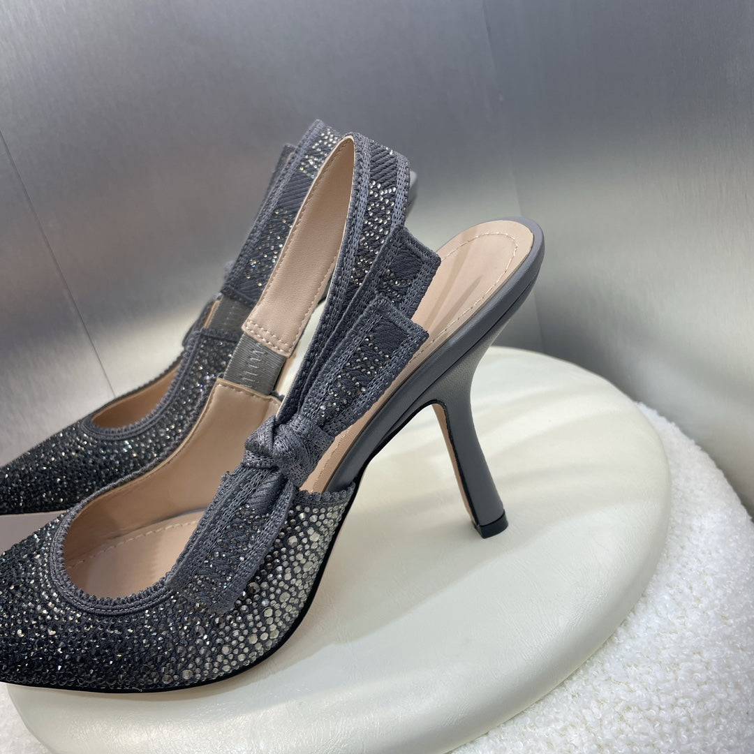 DIOR slingback pump 95 opaque black calfskin resin pearl