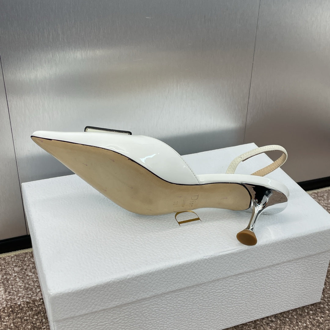 DIOR Slingback 65mm Glossy White Cowhide