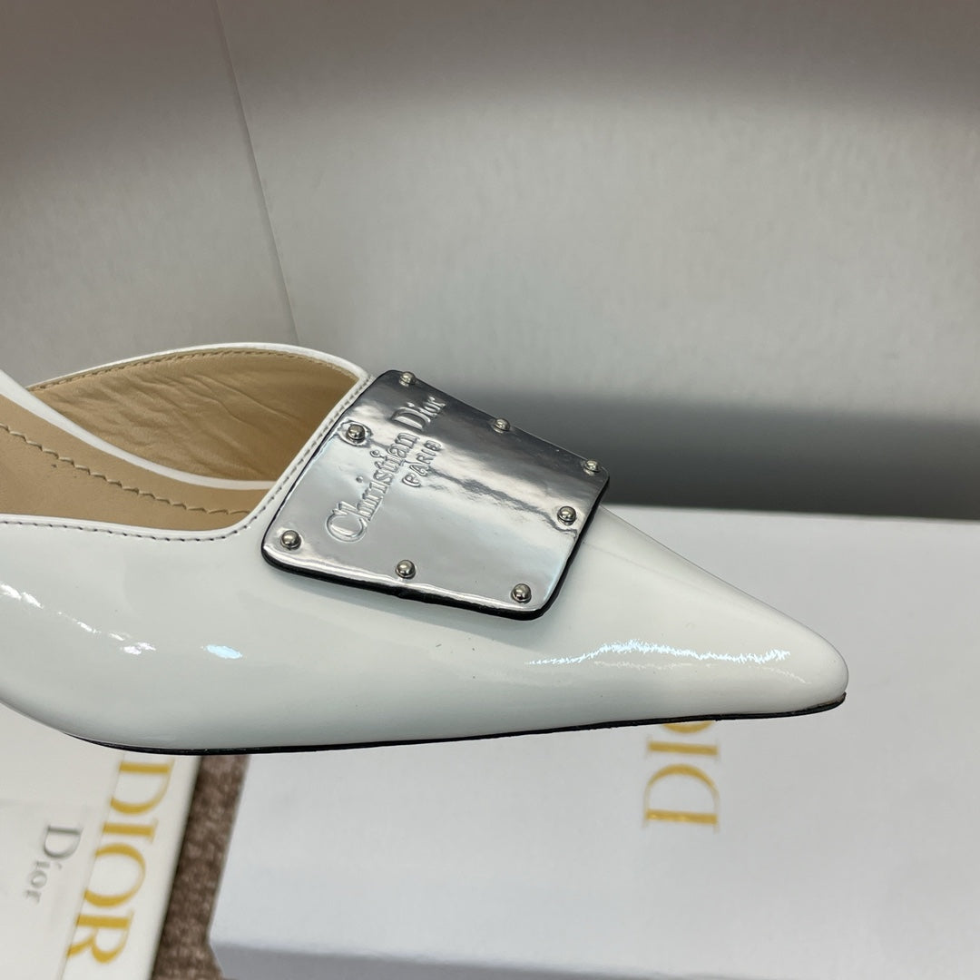 DIOR Slingback 65mm Glossy White Cowhide