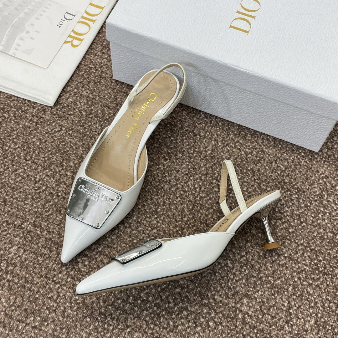 DIOR Slingback 65mm Glossy White Cowhide